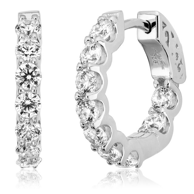 MISS MIMI Sterling Silver CZ Diamond Hoop Earrings