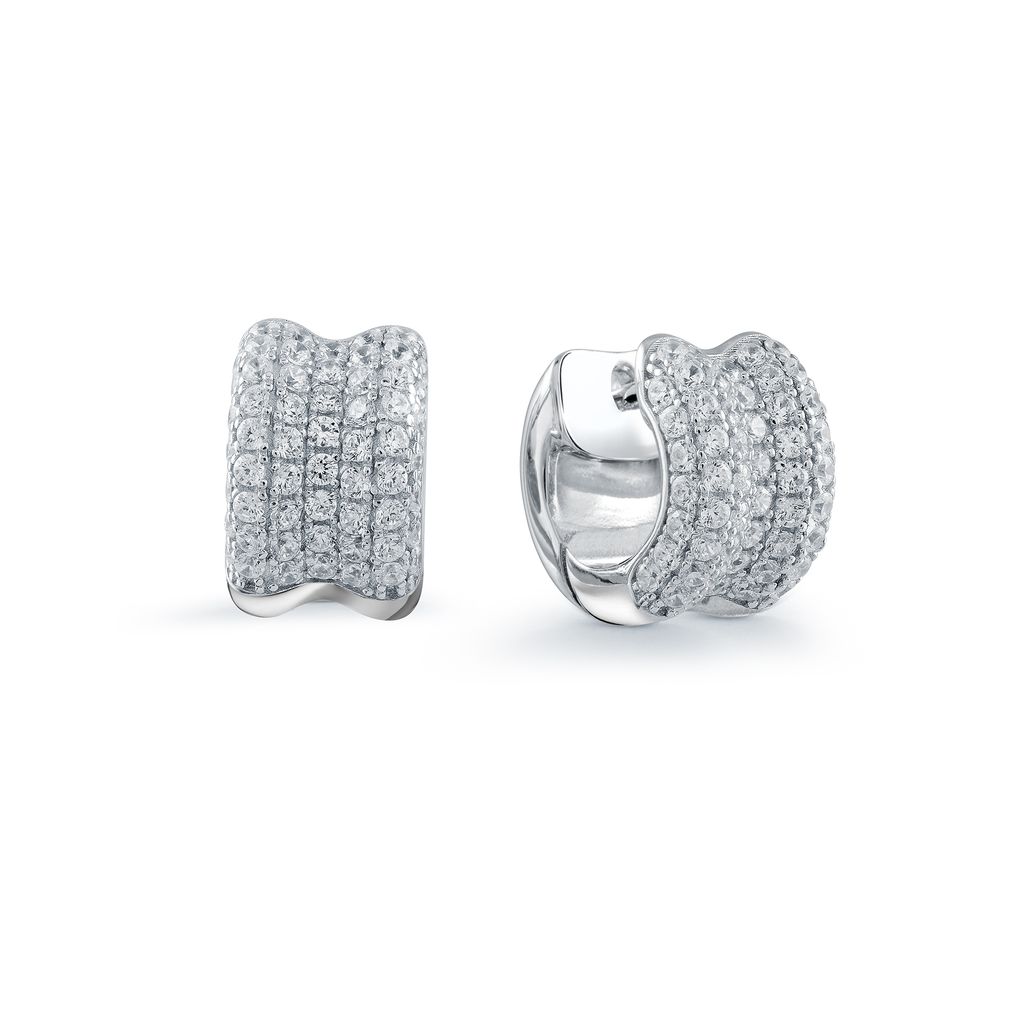 MISS MIMI Sterling Silver CZ Diamond Huggy Earring