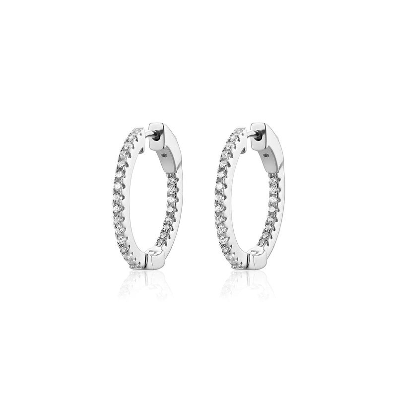 MISS MIMI Sterling Silver CZ Diamond Hoop Earrings
