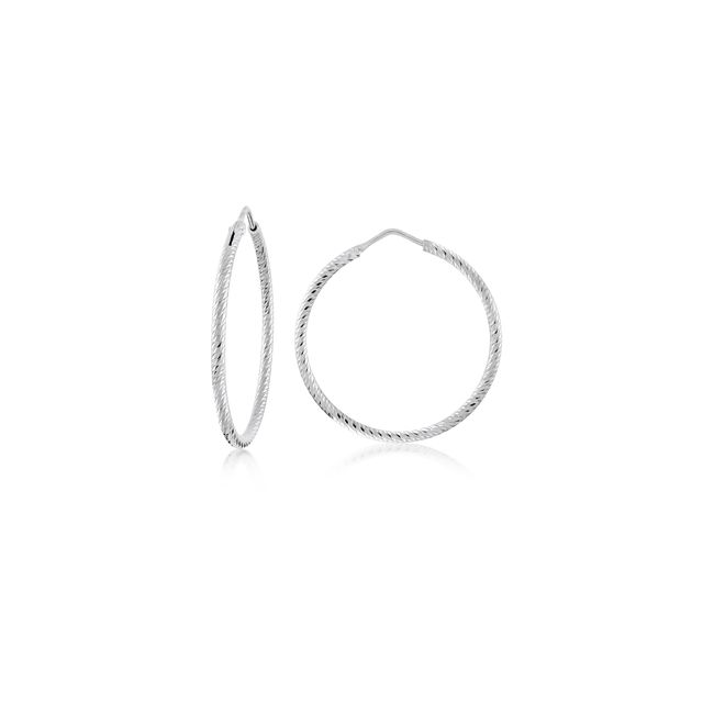MISS MIMI Sterling Silver Diamond Cut Hoop Earrings