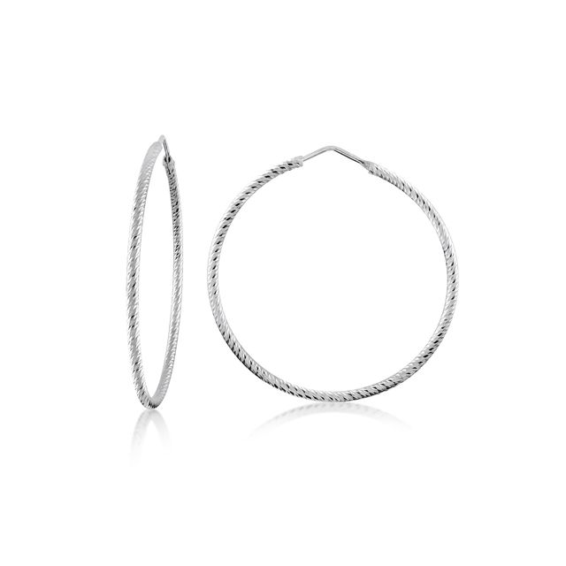 MISS MIMI Sterling Silver Diamond Cut Hoop Earring