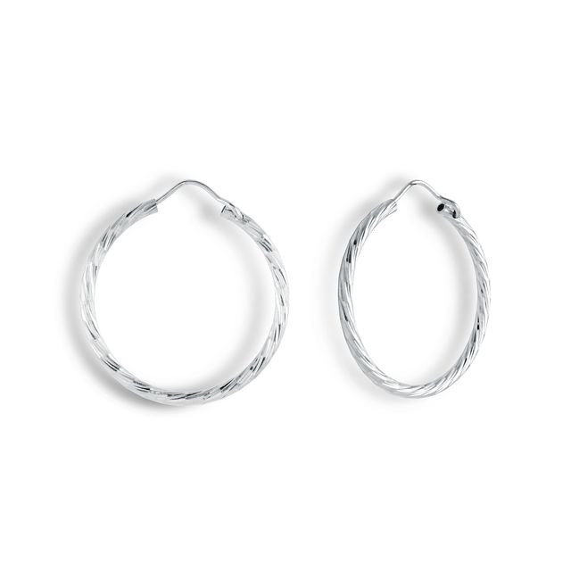 MISS MIMI Sterling Silver Diamond Cut Hoop Earrings