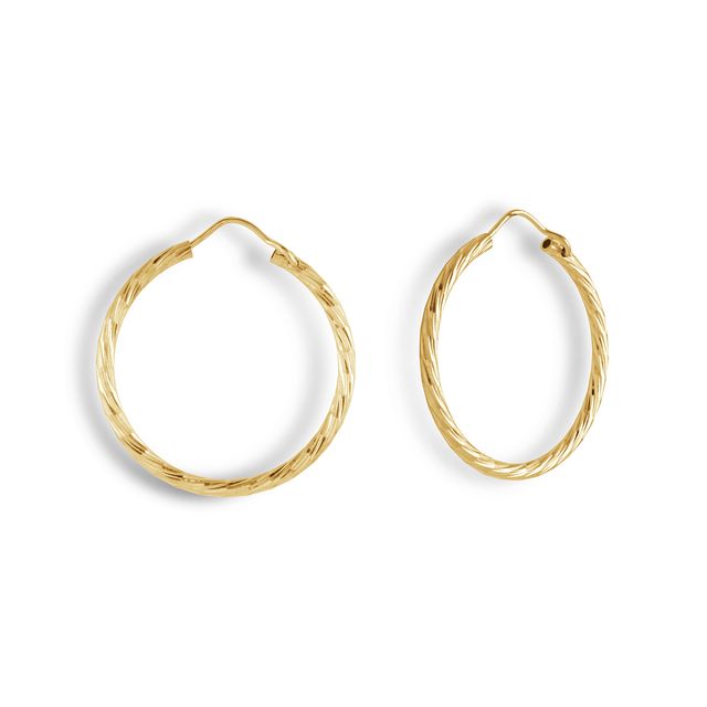 MISS MIMI Vermeil Yellow Diamond Cut Hoop Earrings
