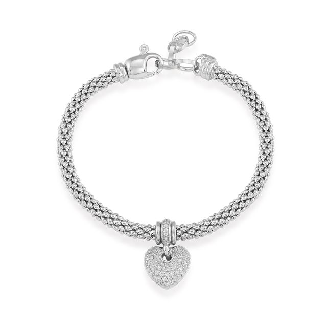 MISS MIMI Sterling Silver CZ Heart Bracelet