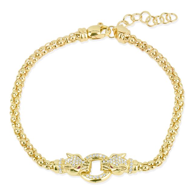 MISS MIMI Vermeil Yellow Mesh Double Lion Bracelet