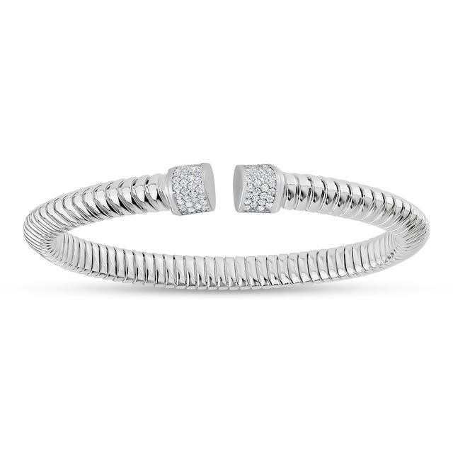 MISS MIMI Sterling Silver CZ Grooved Bangle Bracelet
