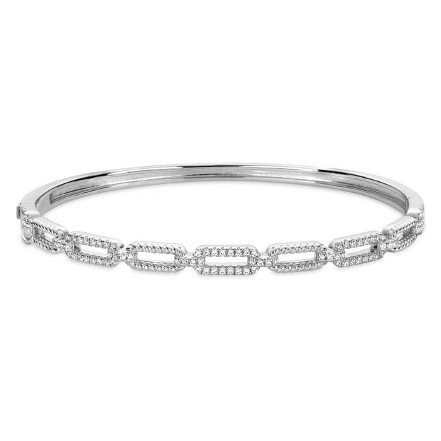 MISS MIMI Sterling Silver CZ Link Bangle Bracelet