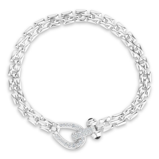 MISS MIMI Sterling Silver Equestrian Square Link Bracelet
