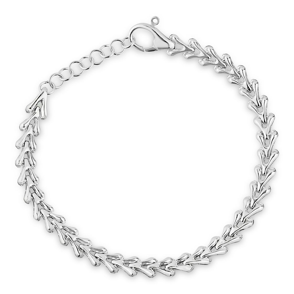 MISS MIMI Sterling Silver Flat Heart Links Bracelet