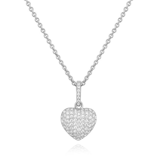 MISS MIMI Sterling Silver CZ Diamond Heart Necklace