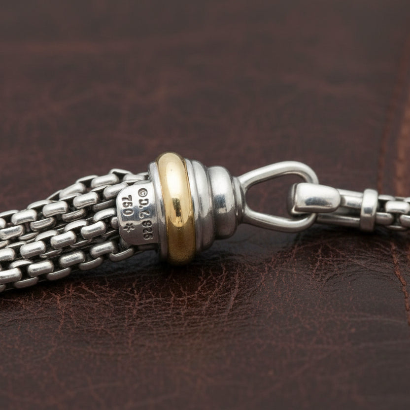 David Yurman  Necklace Round Brilliant Cut Diamond 1.75 ct  G-H VS2-SI1 18K/Silver Yellow Gold 57.00g