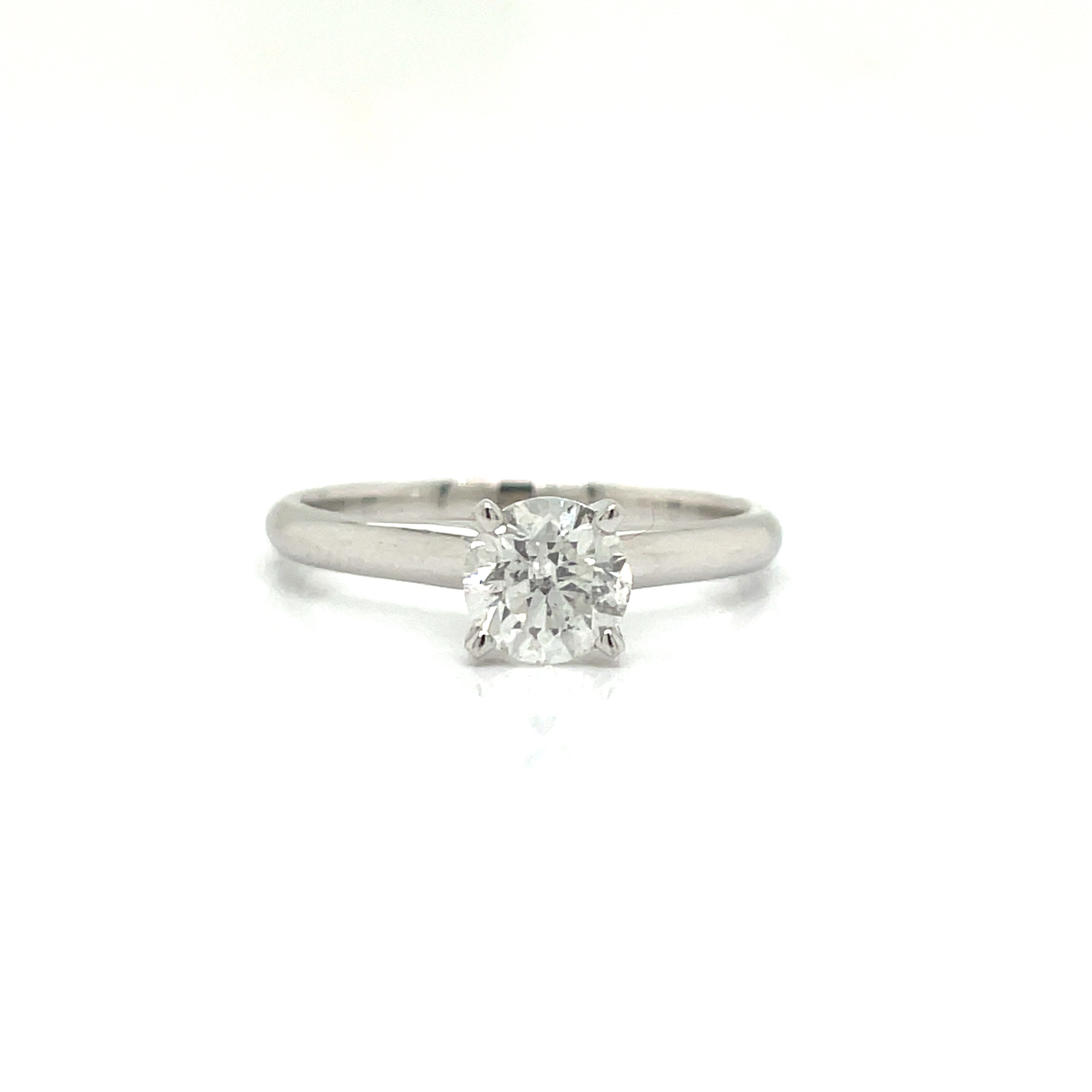 Solitaire Ring, 1 Round Diamond 0.80 cttw G SI3 EGL ISREAL, 14K White Gold