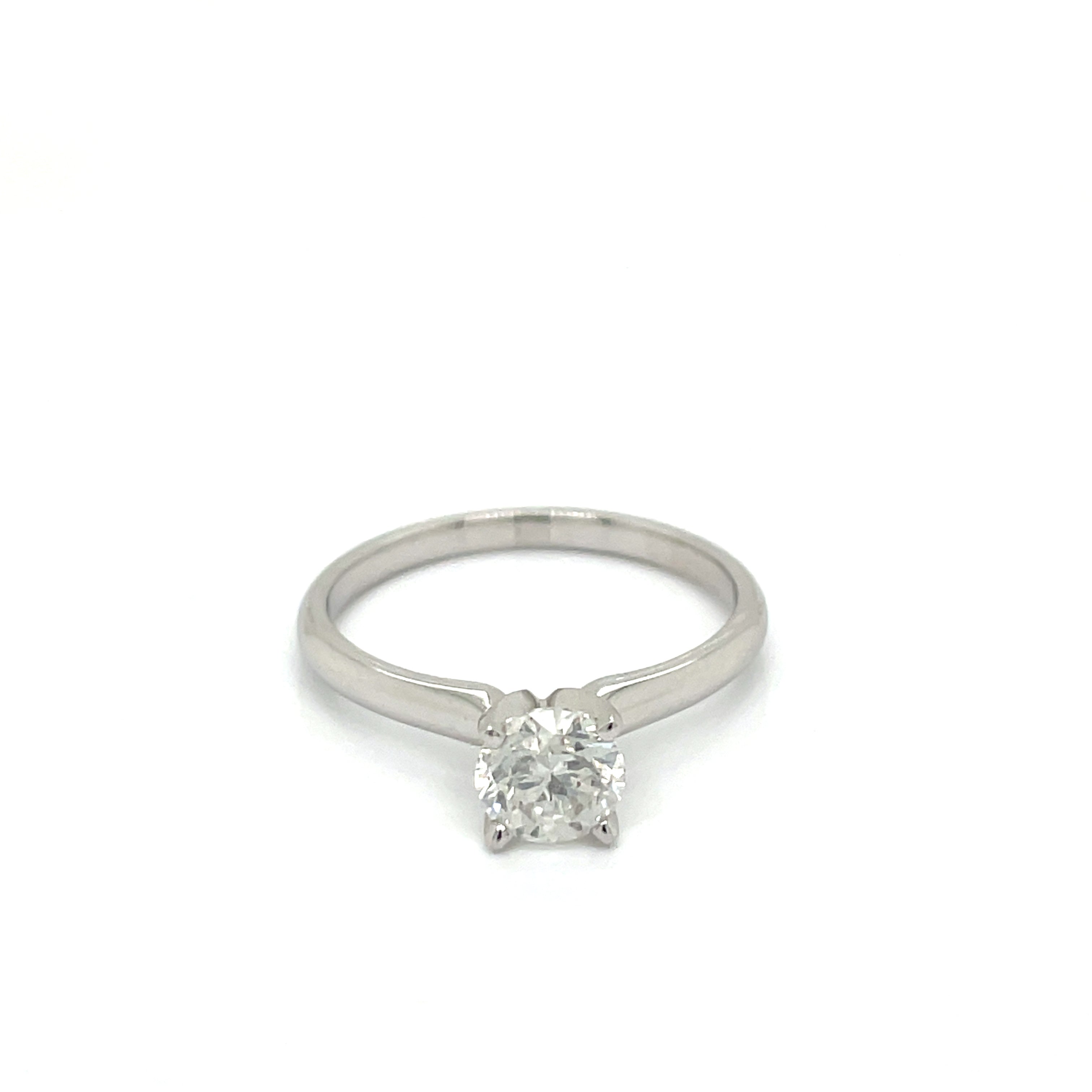 Solitaire Ring, 1 Round Diamond 0.80 cttw G SI3 EGL ISREAL, 14K White Gold