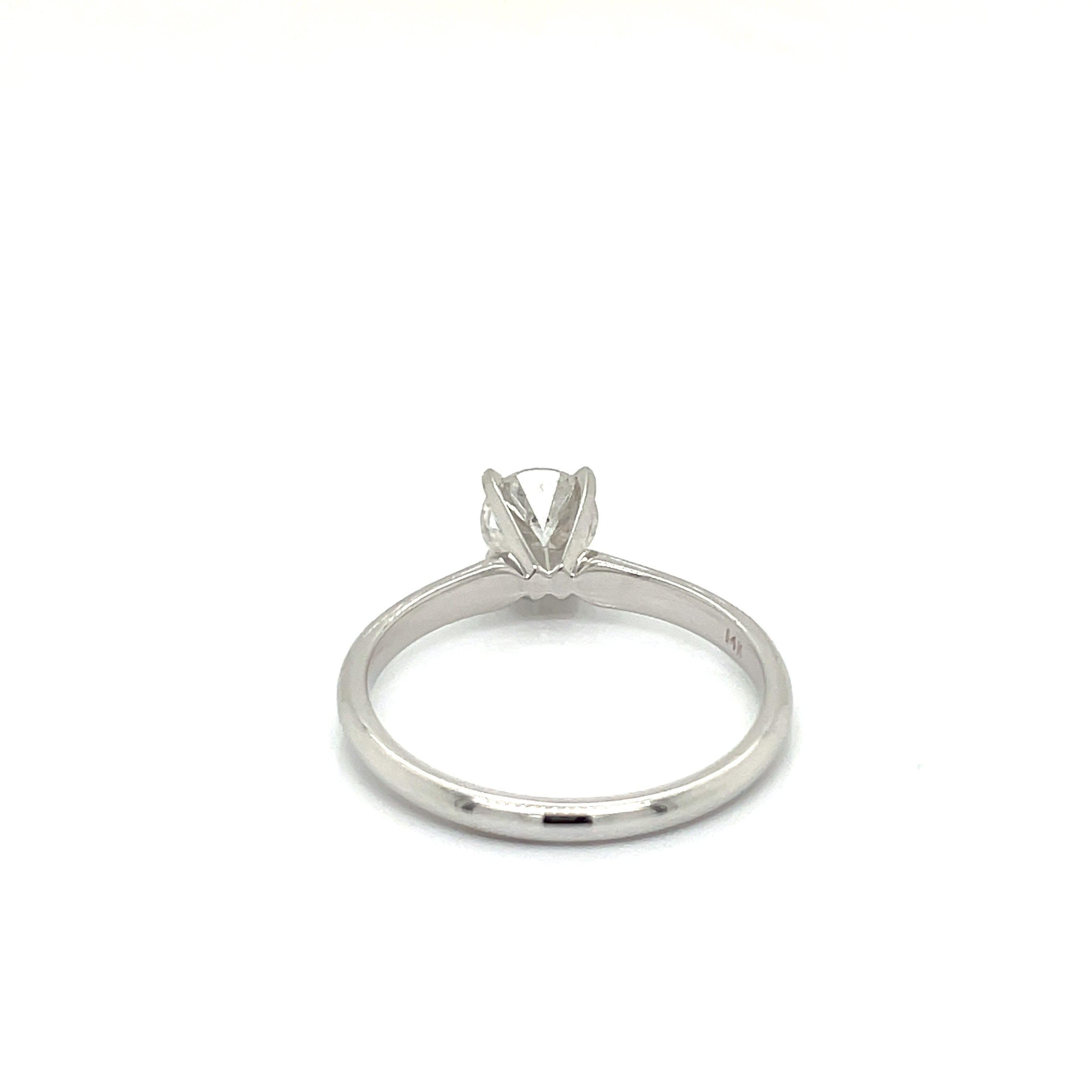 Solitaire Ring, 1 Round Diamond 0.80 cttw G SI3 EGL ISREAL, 14K White Gold