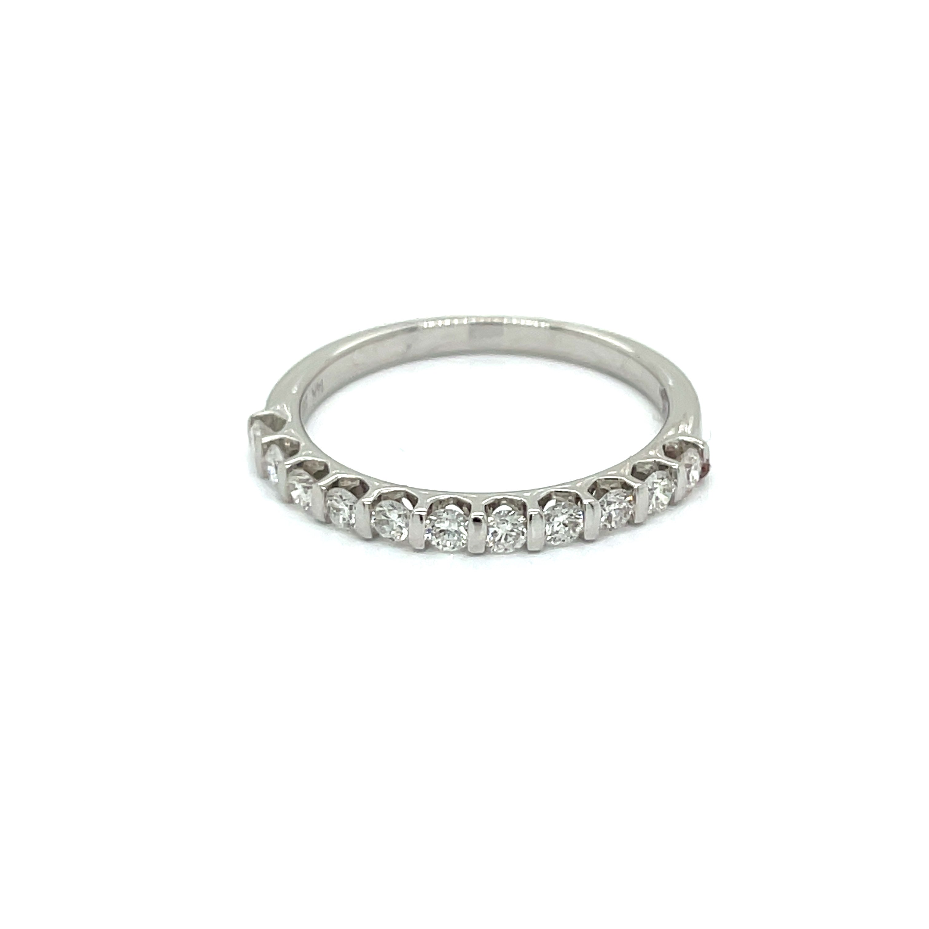 Maya Lianna Anniversary Band Ring, 11 Round Diamond 0.38 cttw H-I SI1-SI2, 14K White Gold 1.86g