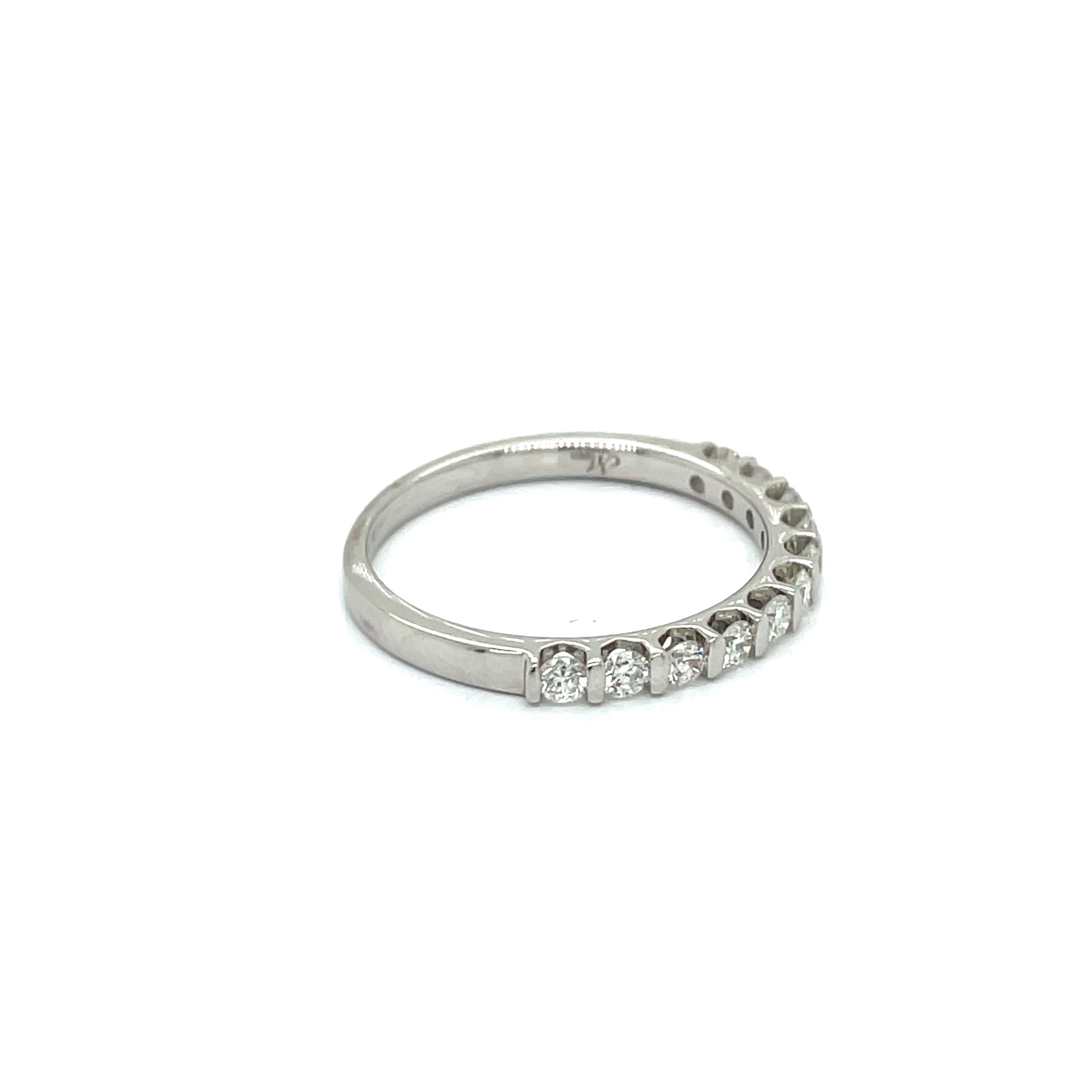 Maya Lianna Anniversary Band Ring, 11 Round Diamond 0.38 cttw H-I SI1-SI2, 14K White Gold 1.86g