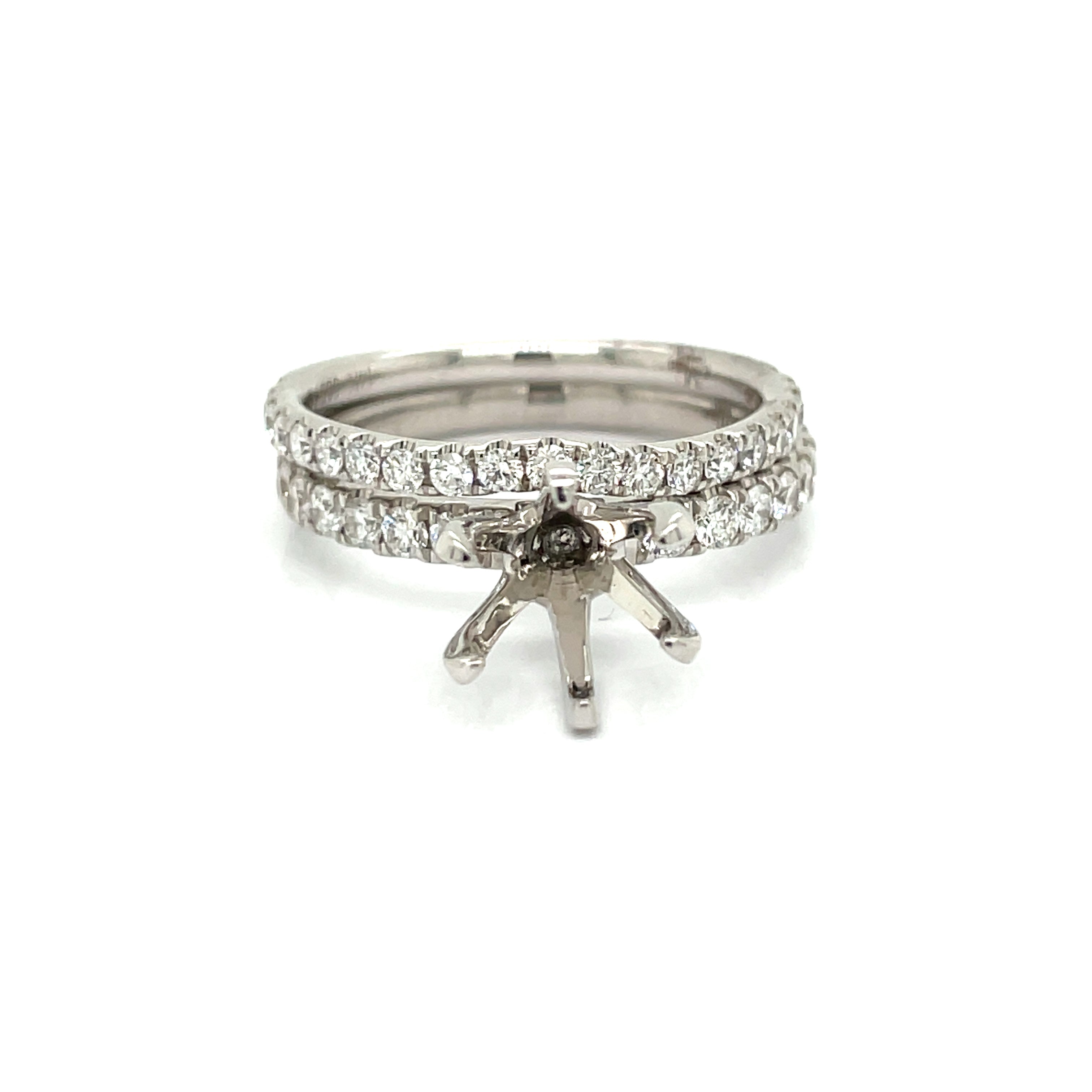 Maya Lianna Bridal Set Semi Mount Ring, 37 Round Diamond 0.83 cttw, 14K White Gold 4.07g