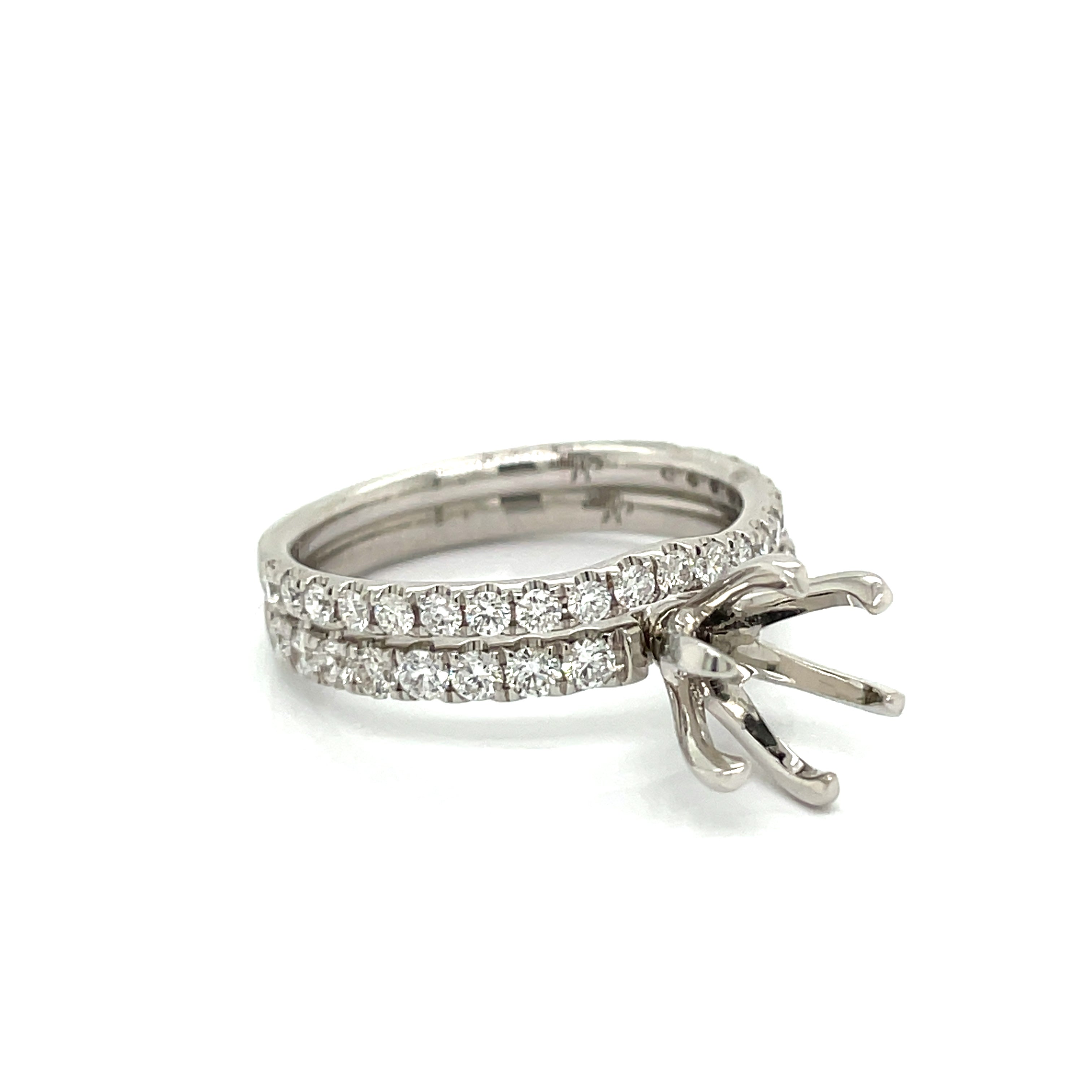 Maya Lianna Bridal Set Semi Mount Ring, 37 Round Diamond 0.83 cttw, 14K White Gold 4.07g