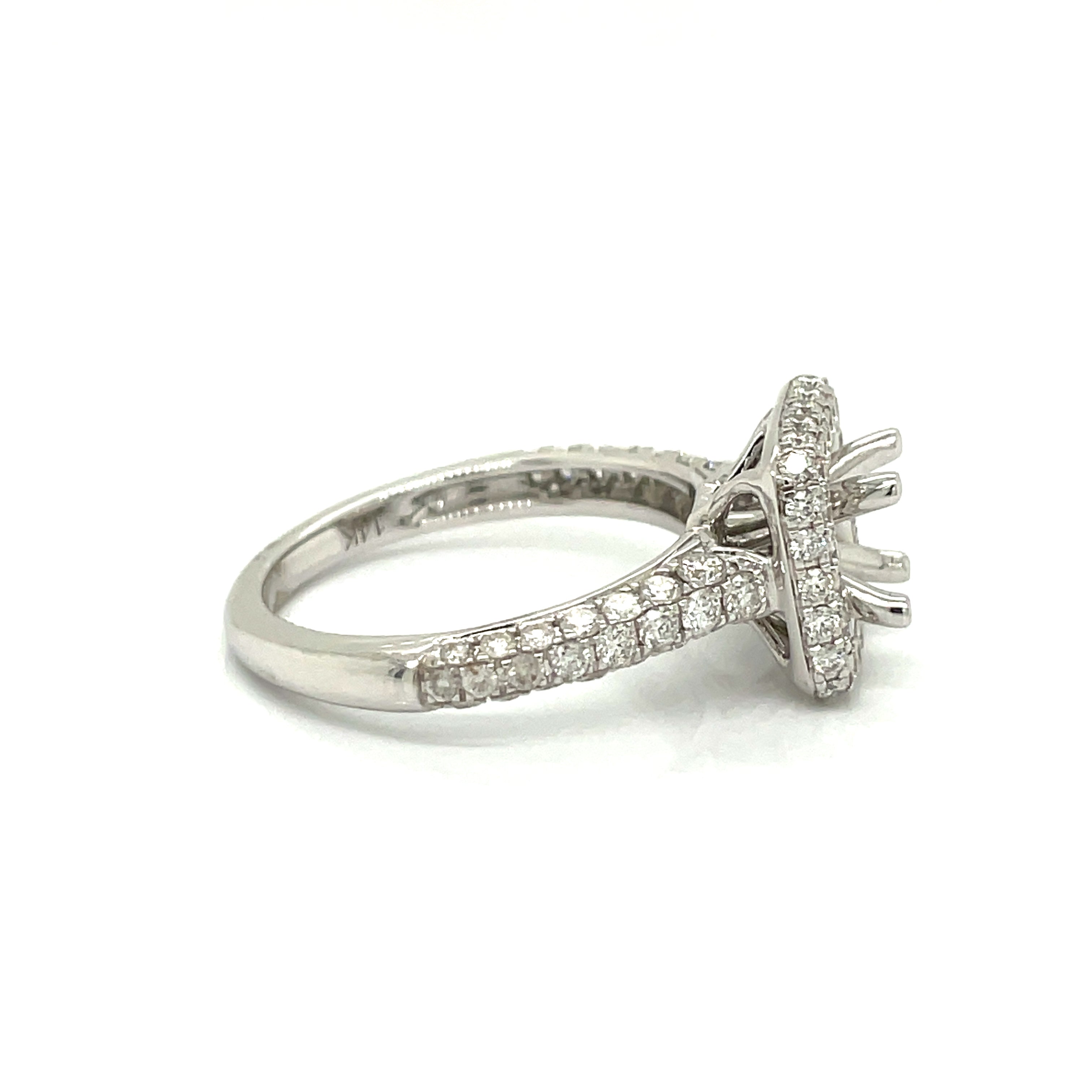 Uni Design Semi Mount Ring, Round Diamond 1.08 cttw, 14K White Gold 4.80g