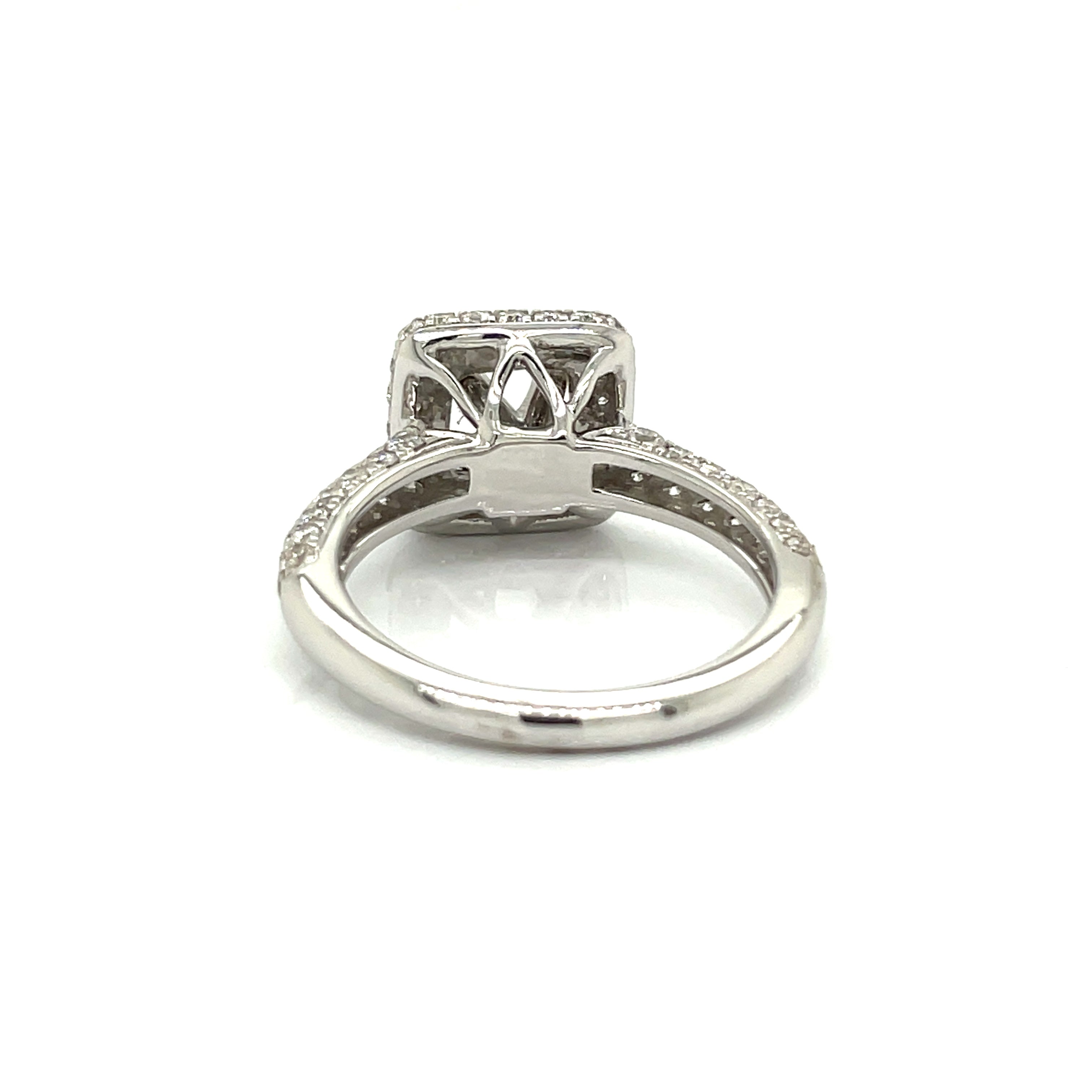 Uni Design Semi Mount Ring, Round Diamond 1.08 cttw, 14K White Gold 4.80g