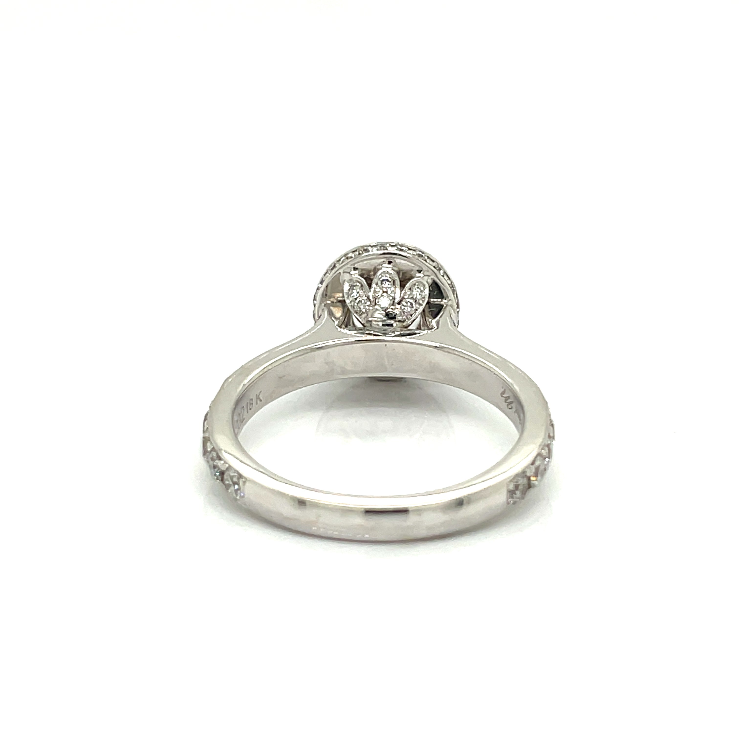 Michael M. Semi-Mount Ring, 1 Round Cubic Zirconia, 71 Round Diamond 1.07 cttw, 18K White Gold 5.80g