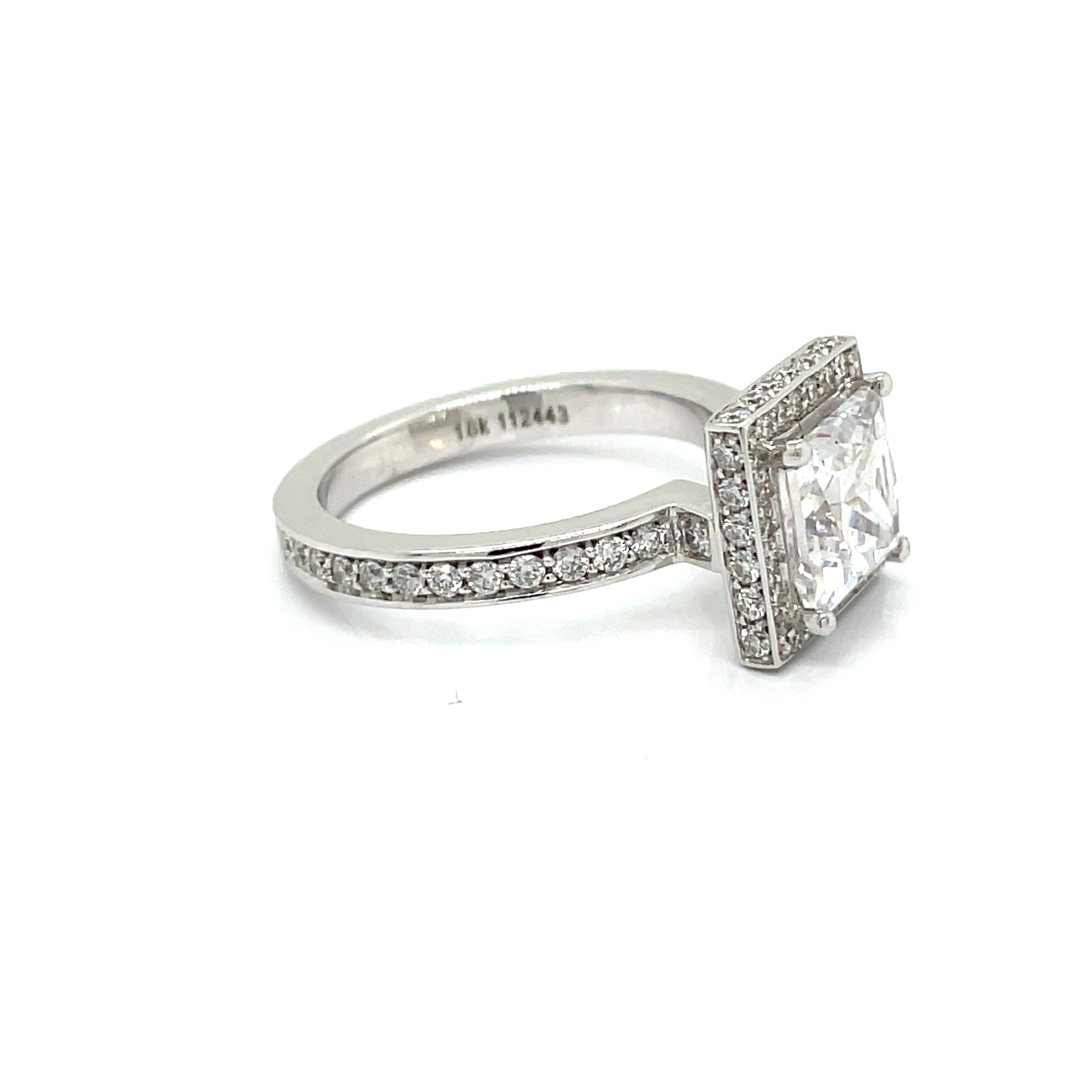 Michael M. Semi Mount Ring, 1 Princess Cubic Zirconia, Round Diamond 0.70 cttw, 18K White Gold 6.50g