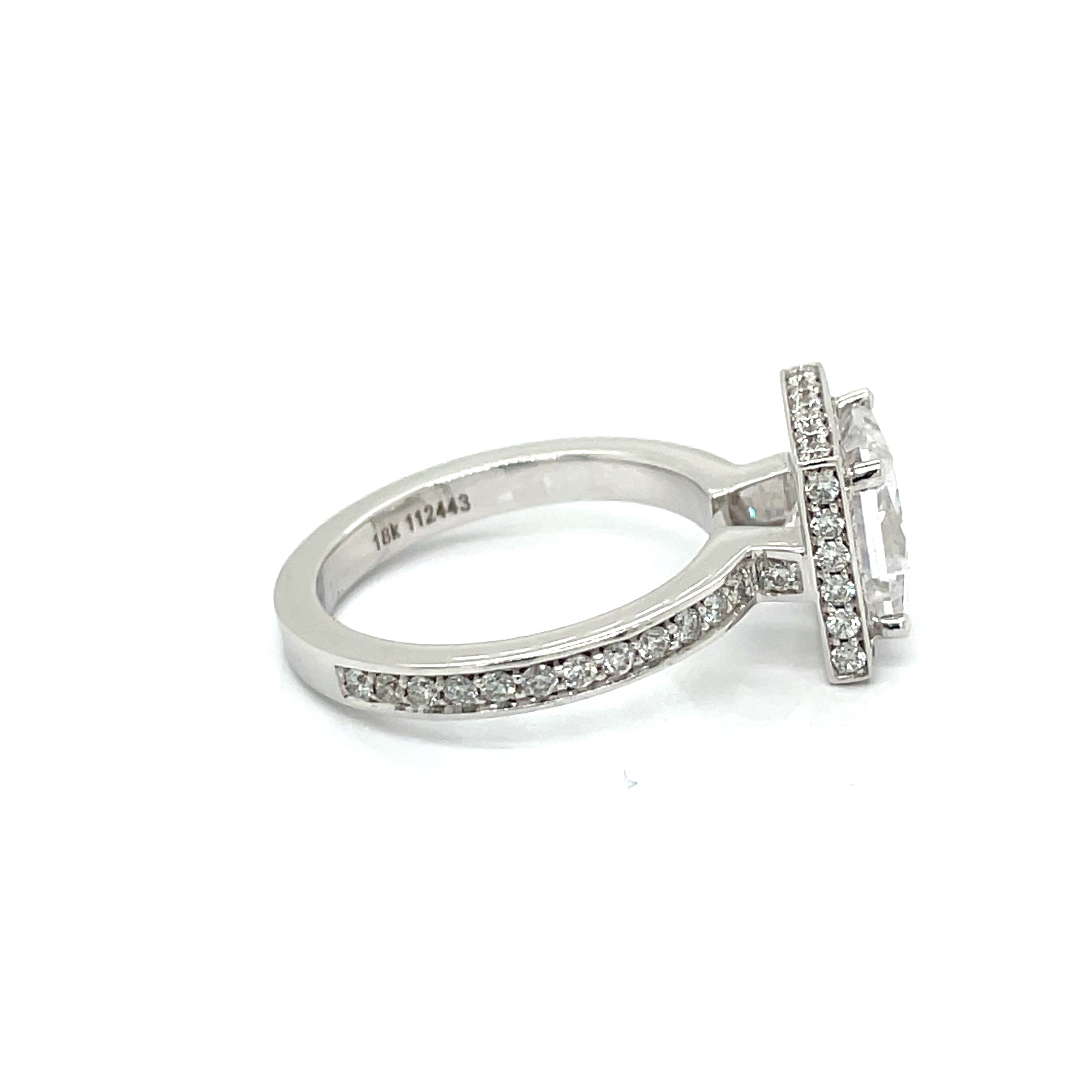 Michael M. Semi Mount Ring, 1 Princess Cubic Zirconia, Round Diamond 0.70 cttw, 18K White Gold 6.50g