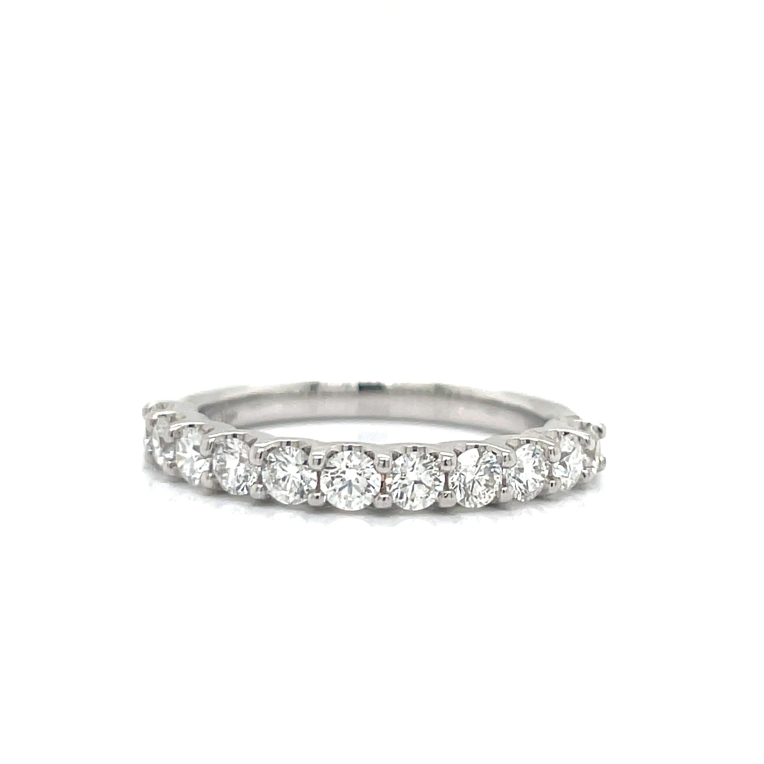Maya Lianna Anniversary Band Ring, 11 Round Diamond 0.74 cttw H-I SI1-SI2, 14K White Gold 2.38g