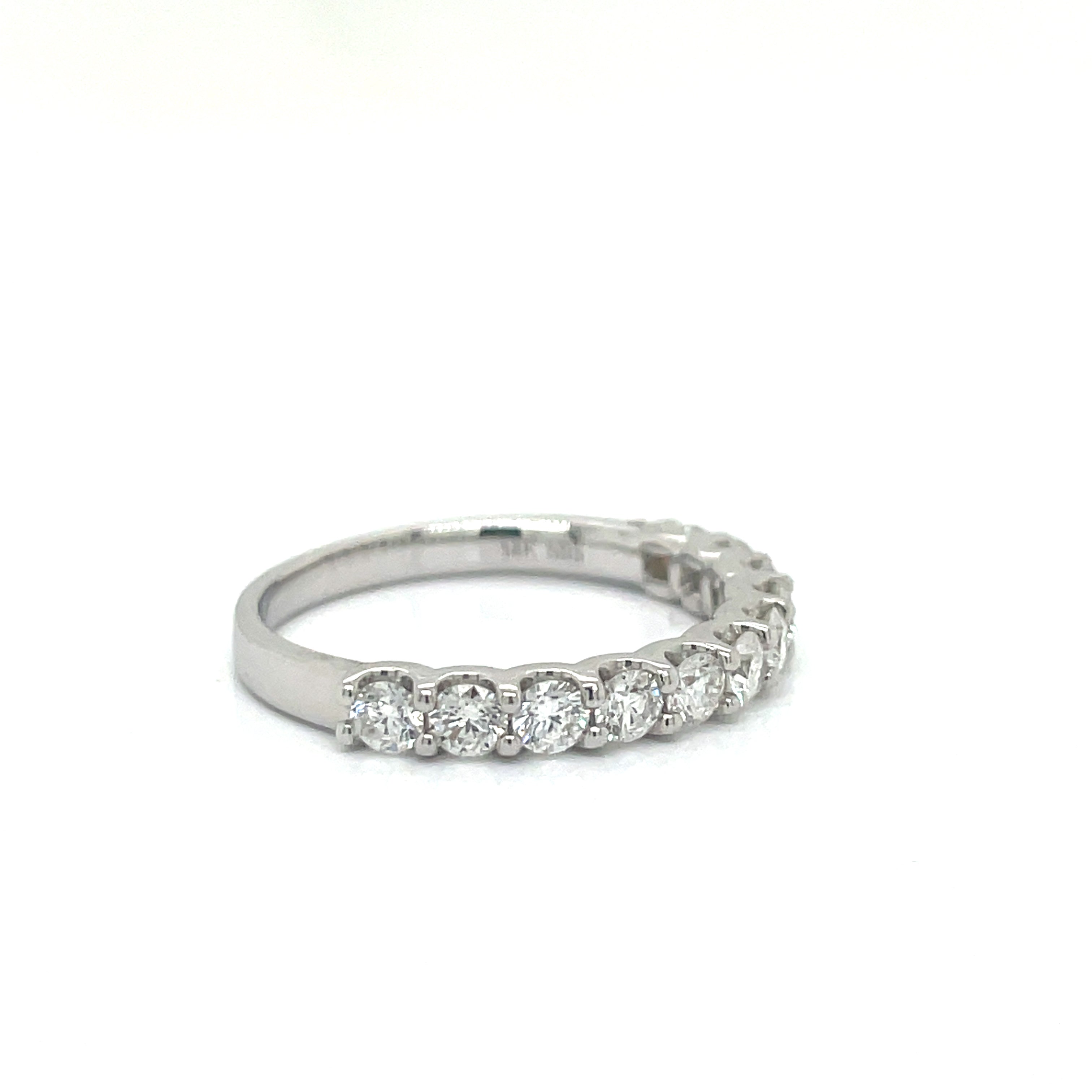Maya Lianna Anniversary Band Ring, 11 Round Diamond 0.74 cttw H-I SI1-SI2, 14K White Gold 2.38g