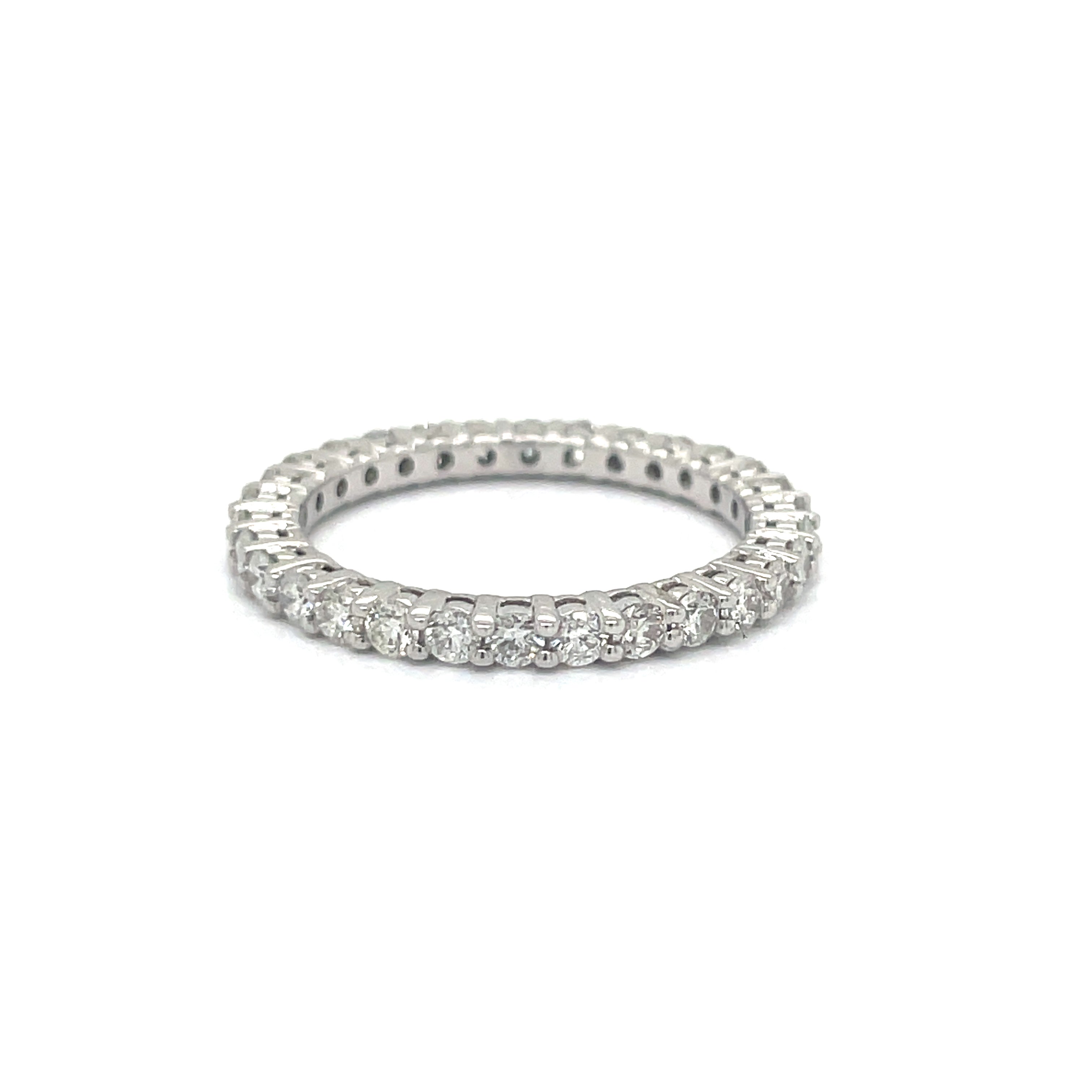 Maya Lianna Eternity Band Ring, 30 Round Diamond 1.03 cttw, 14K White Gold 2.22g
