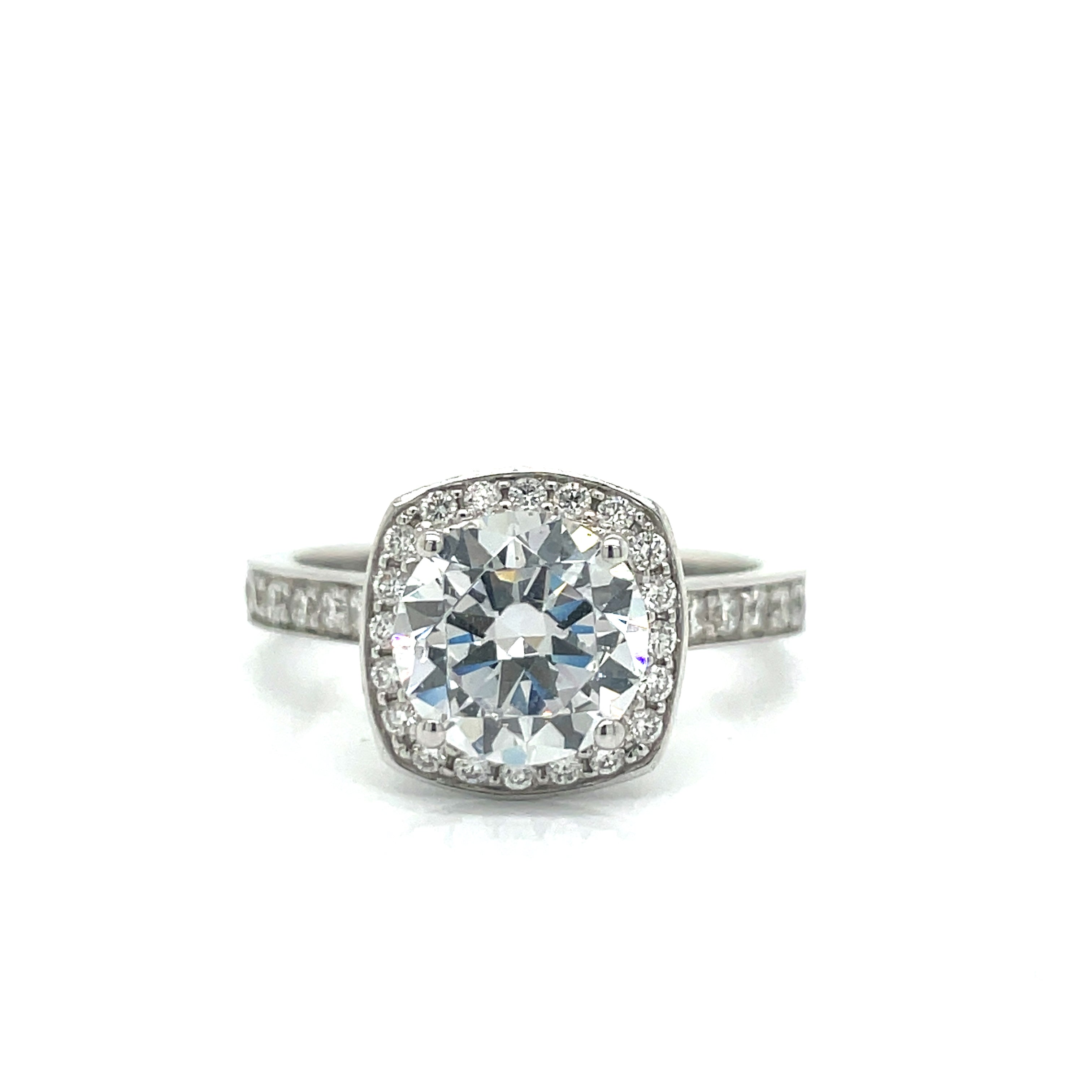 Michael M. Semi-Mount Ring, 1 Round Cubic Zirconia, Round Diamond 0.94 cttw, 18K White Gold 5.90g