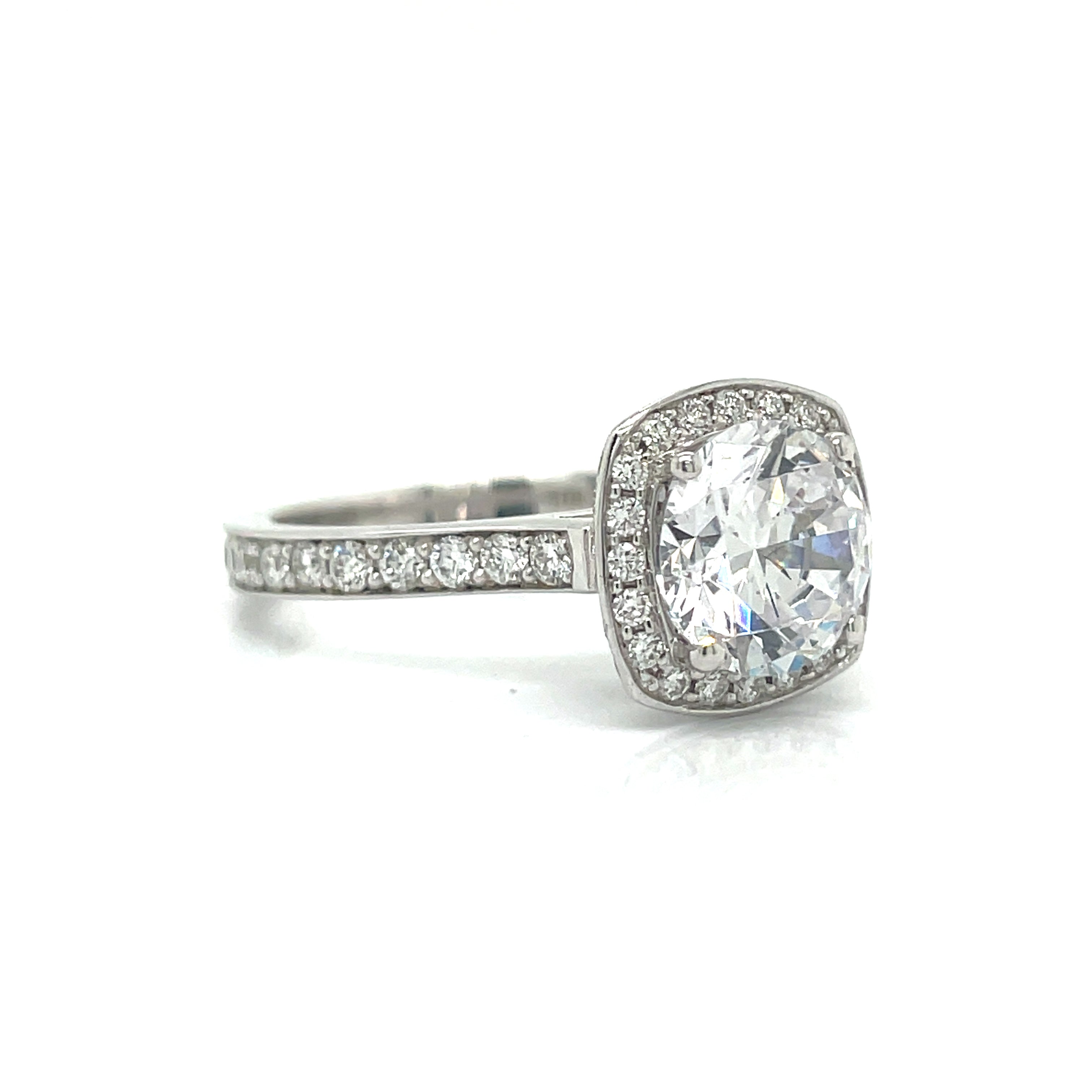 Michael M. Semi-Mount Ring, 1 Round Cubic Zirconia, Round Diamond 0.94 cttw, 18K White Gold 5.90g