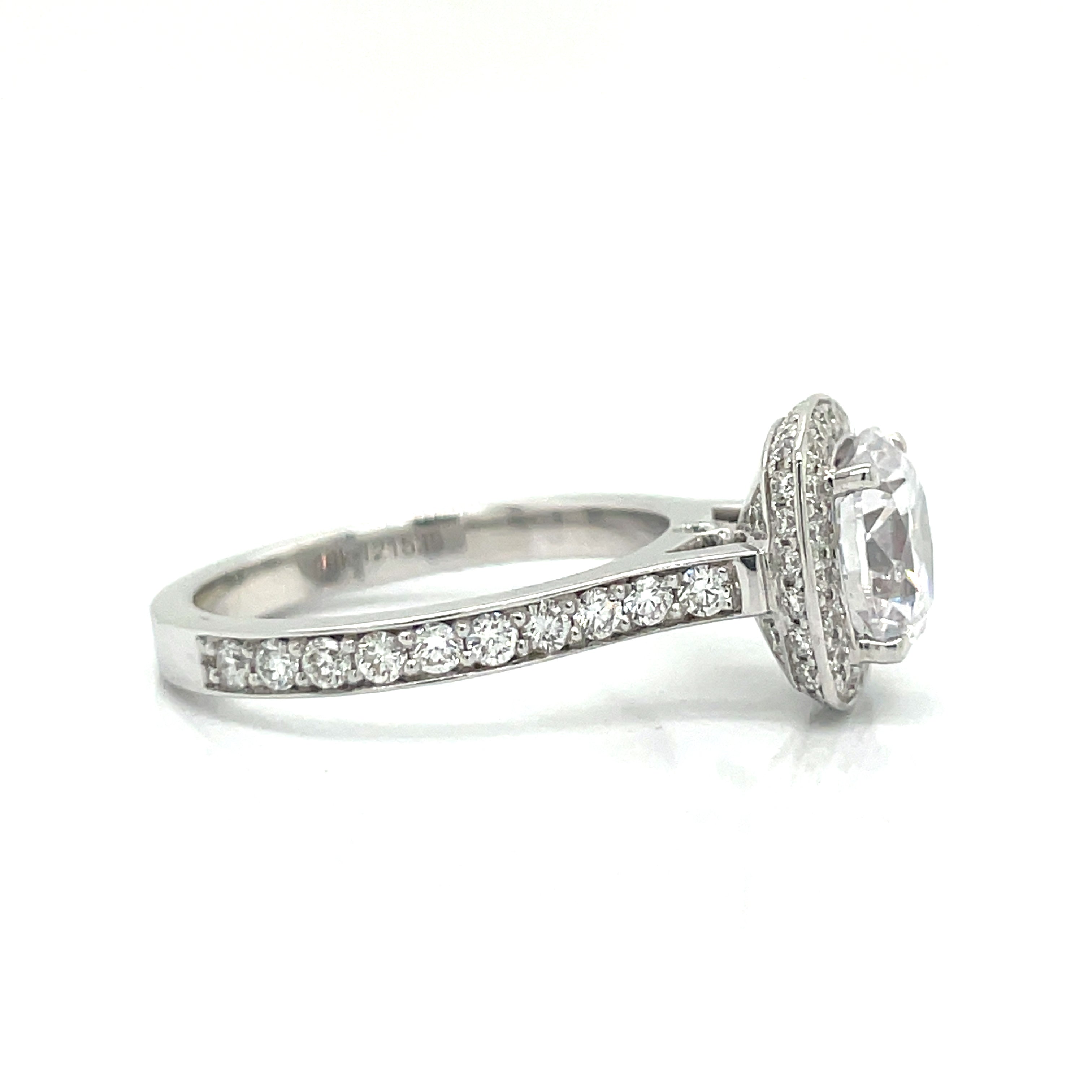 Michael M. Semi-Mount Ring, 1 Round Cubic Zirconia, Round Diamond 0.94 cttw, 18K White Gold 5.90g