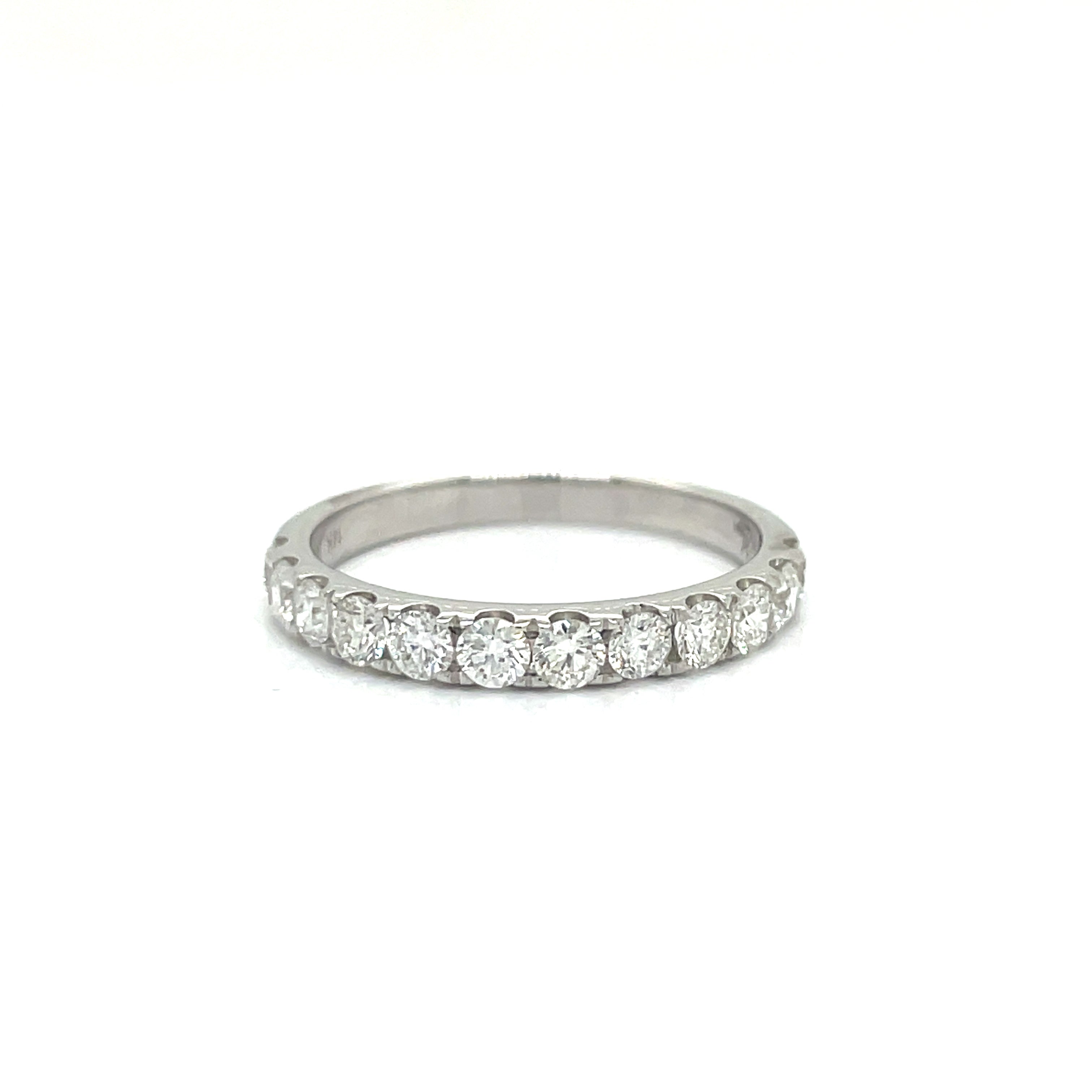 Maya Lianna Anniversary Band Ring, 12 Round Diamond 0.74 cttw H-I SI1-SI2, 14K White Gold 1.85g
