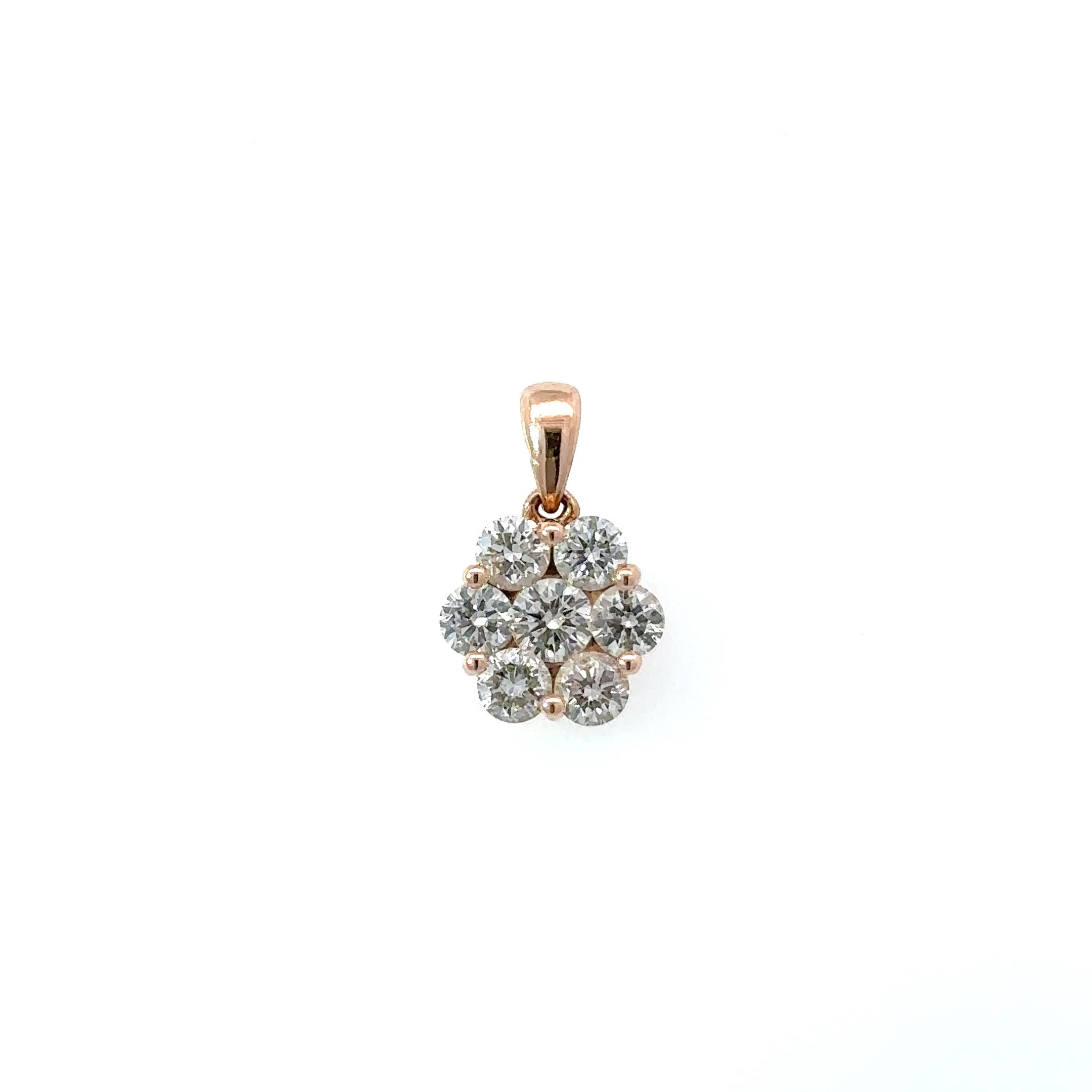 Maya Lianna Cluster Pendant, 7 Round Diamond 1.18 cttw, 14K Rose Gold 1.23g