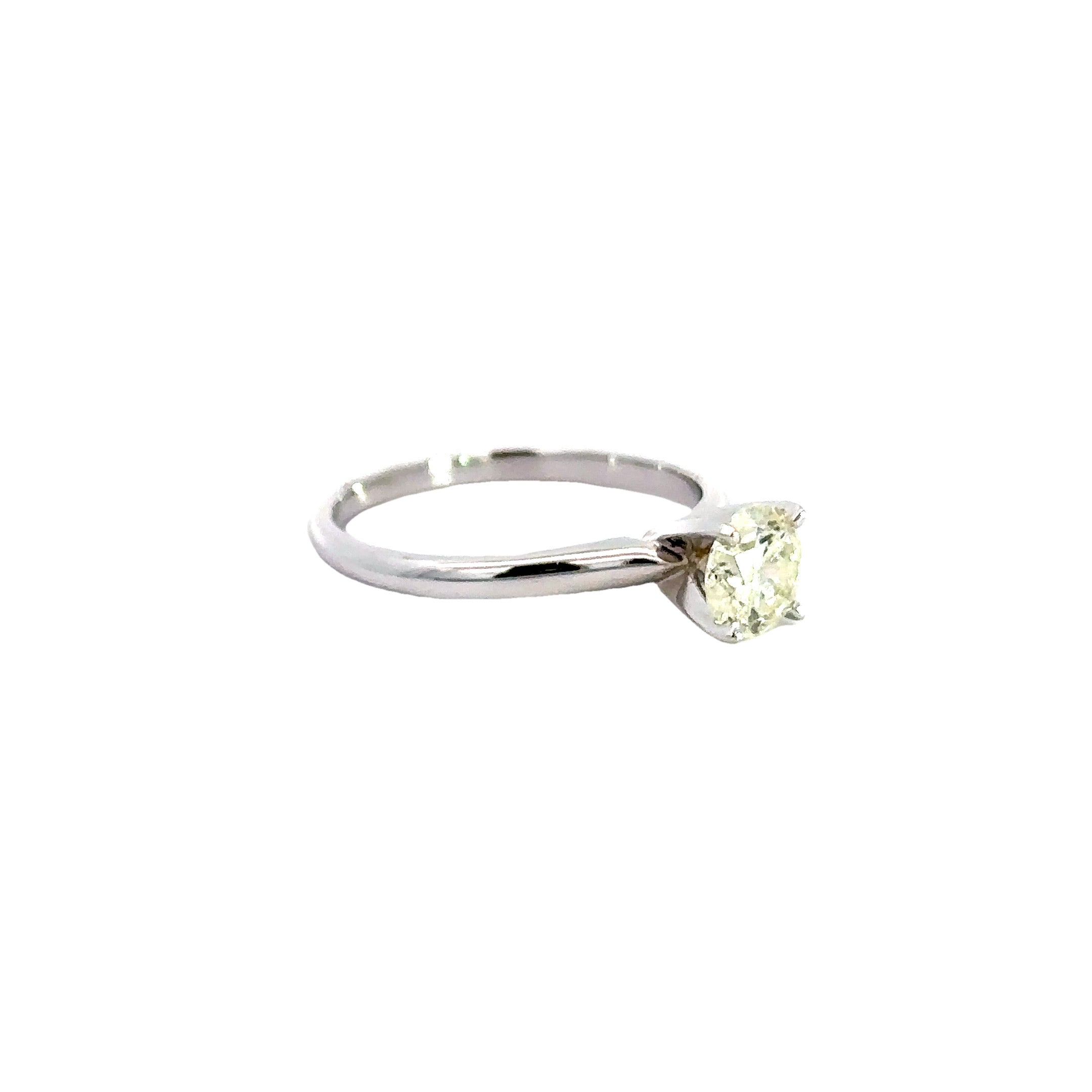 Solitaire Ring, 1 Round Diamond 0.91 J SI2 (EGL Copy of Cert), 14K White Gold