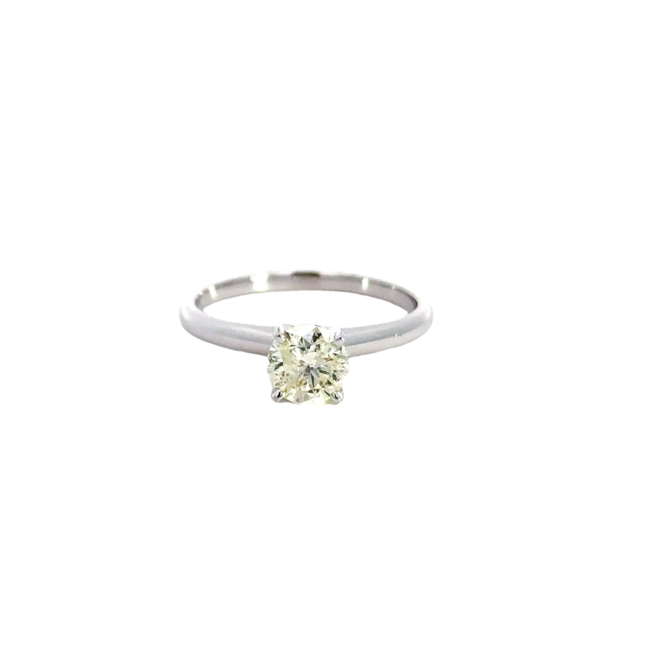Solitaire Ring, 1 Round Diamond 0.91 J SI2 (EGL Copy of Cert), 14K White Gold