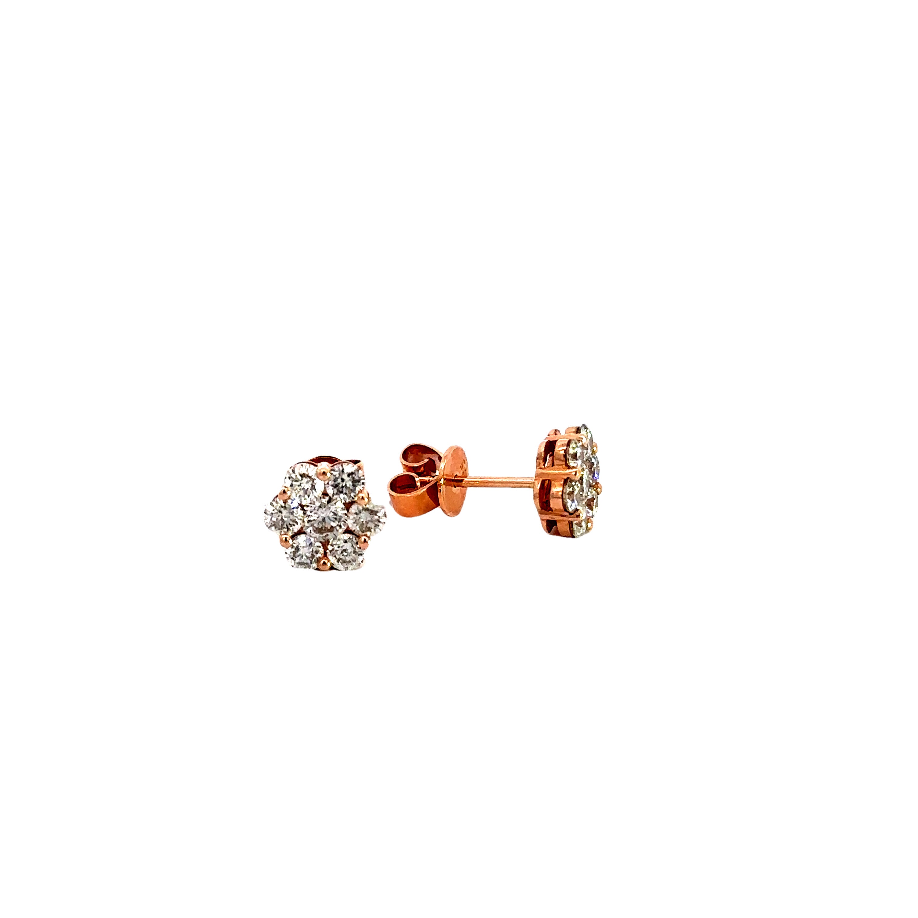 Maya Lianna Earrings, 14 Round Diamond 1.00 cttw, 14K Rose Gold 1.74g
