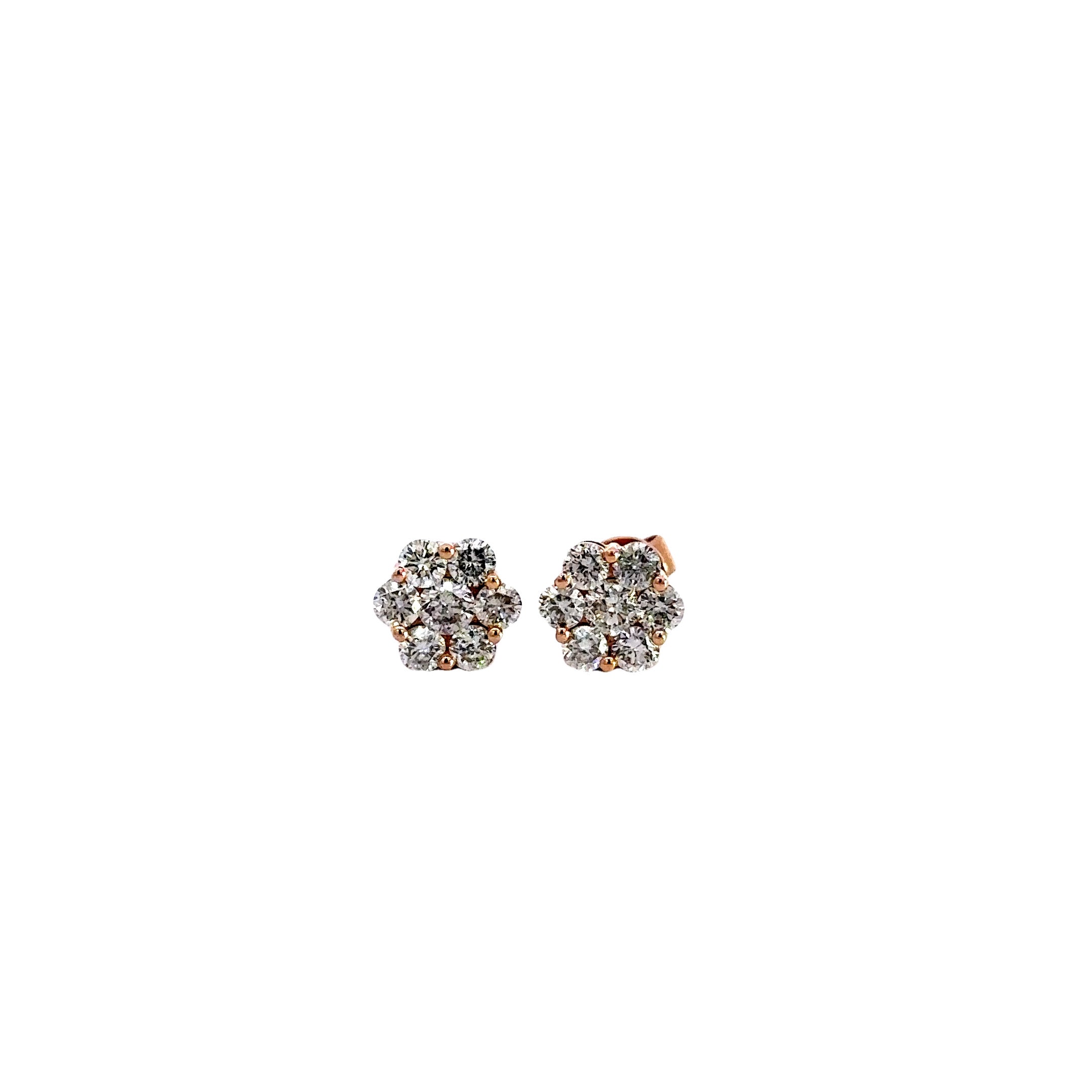 Maya Lianna Earrings, 14 Round Diamond 1.00 cttw, 14K Rose Gold 1.74g