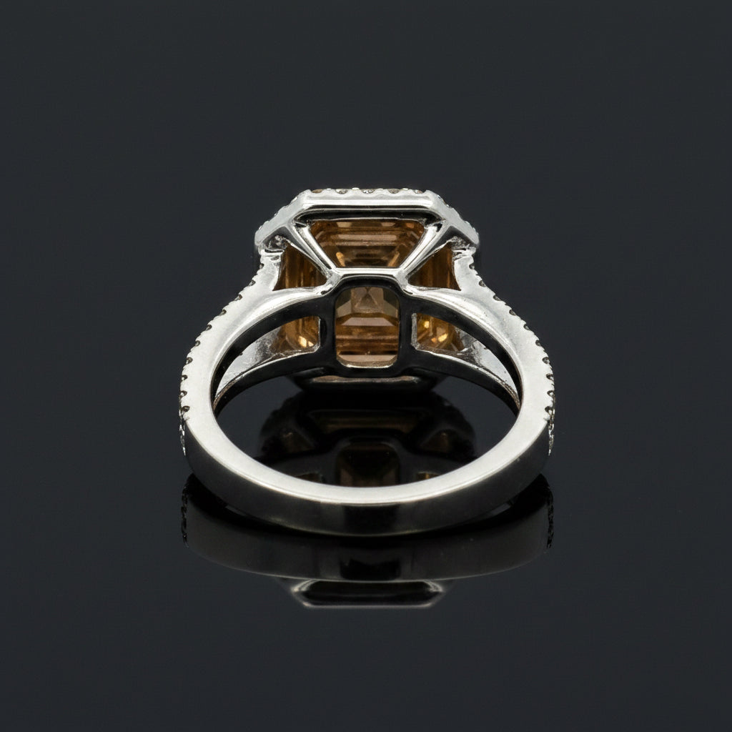 Estate Ring, 1 Radiant Cut Diamond 0.86 ct  Fancy Pink I1 GIA #6202759126, 42 Round Diamond 0.22 cttw  Fancy Pink VS2-SI1, 50 Round Diamond 0.65 cttw  G-H VS2-SI1 Platinum/18K Rose Gold 8.91g. All Weights Estimated.
