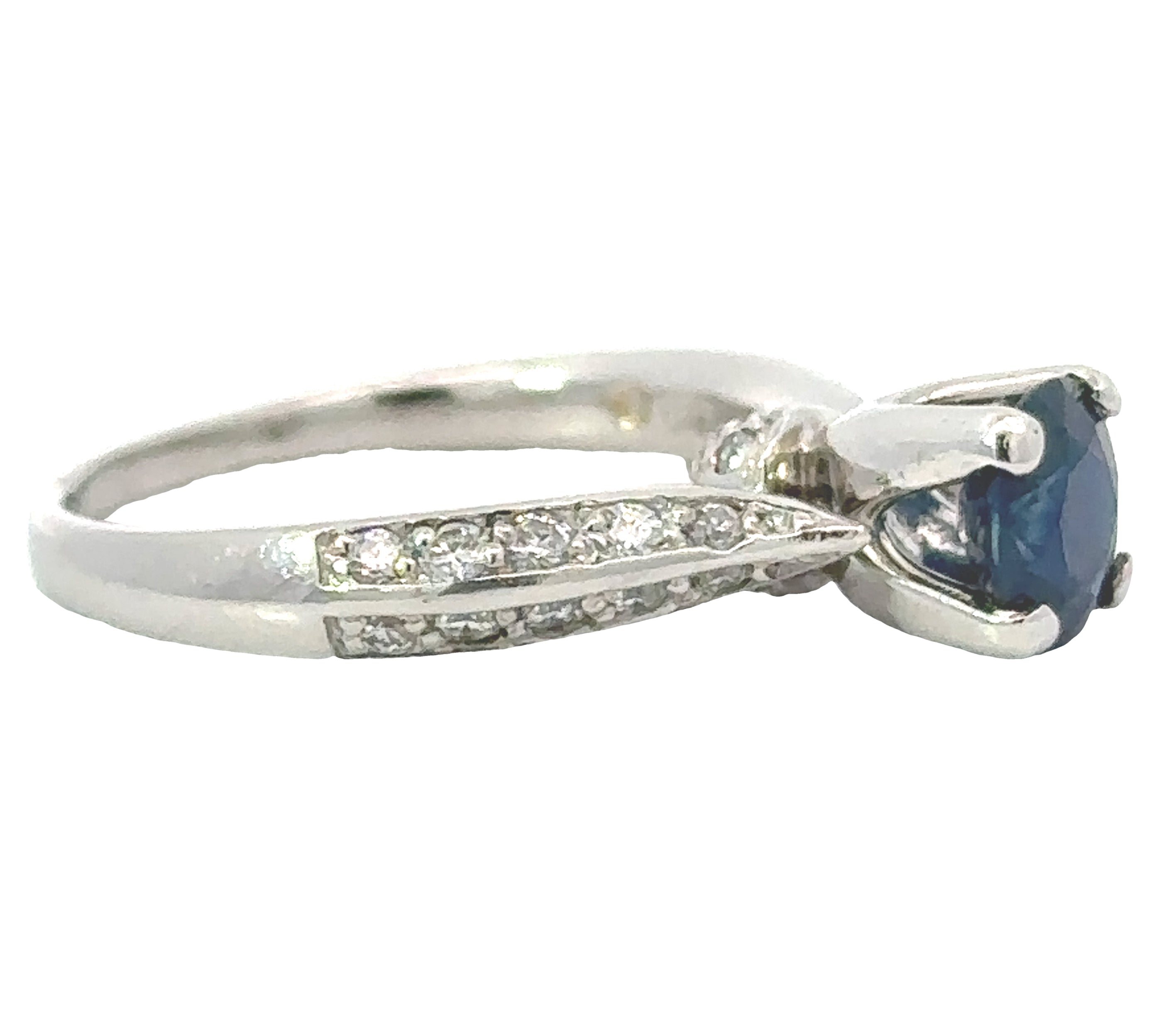 Verragio Ring, 1 Round Sapphire 1.10ct, Round Diamond 37.00ct  G-H VS1-VS2, Platinum 7.11g