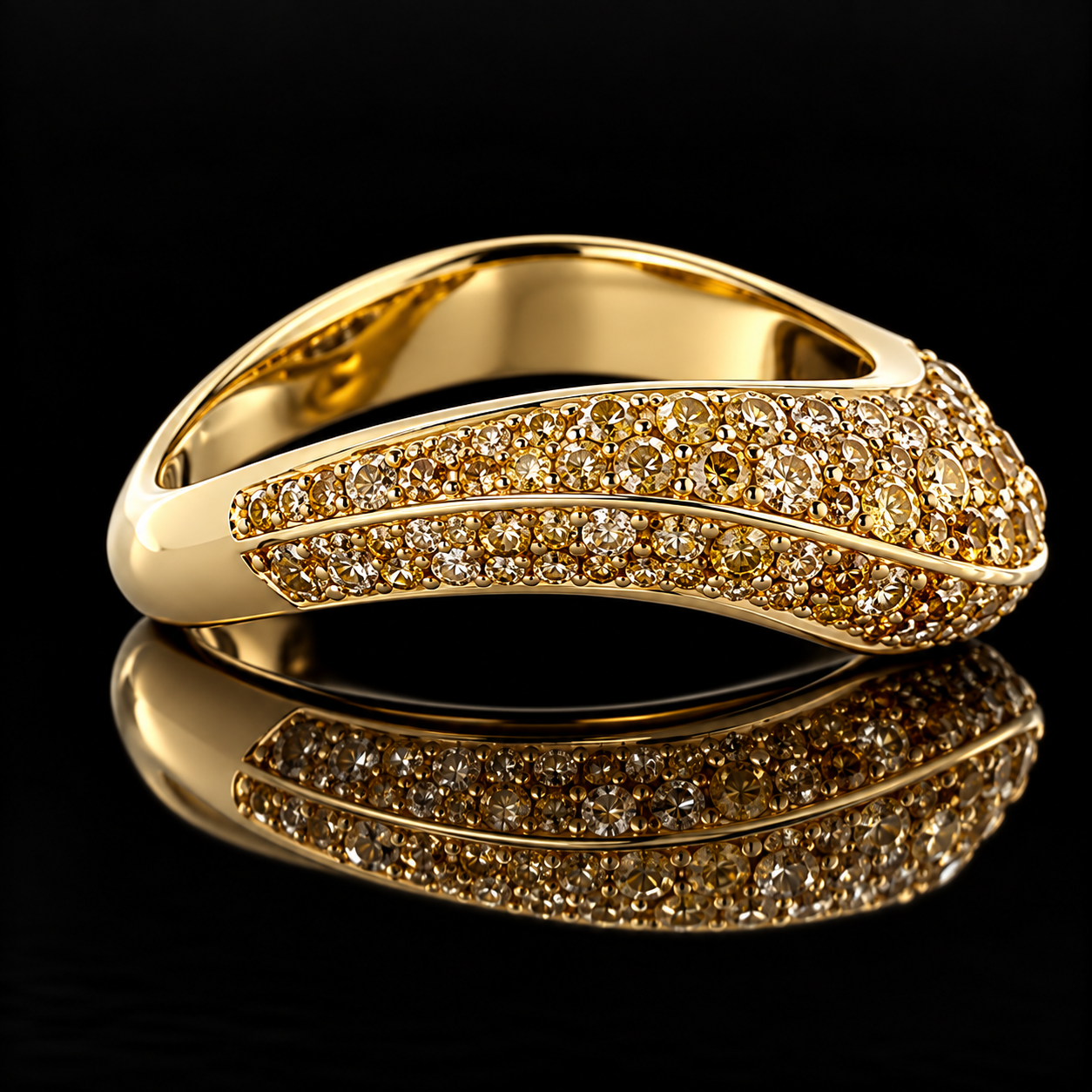 Casa Damiani Ring Sapphire Round 1.00 cttw  YELLOW 18K Yellow Gold 5.46g. All Weights Estimated.