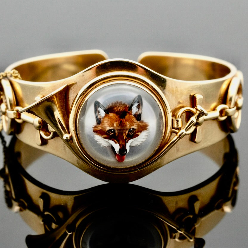  Bangle Crystal Intaglio  14K Yellow Gold 65.63g