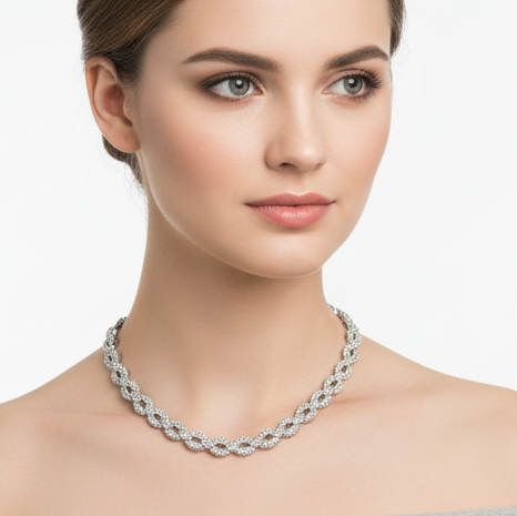 ADJ Necklace, Round Brilliant Cut Diamonds 12.00cttw G-H VS1-SI1, 18K White Gold 50.40g. All Weights Estimated.