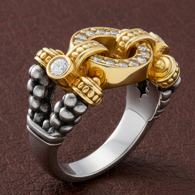 LAGO'S Ring Round Brilliant Cut Diamond 0.45 ct  G-H SI1-SI2 18K/Silver Yellow Gold 11.57g