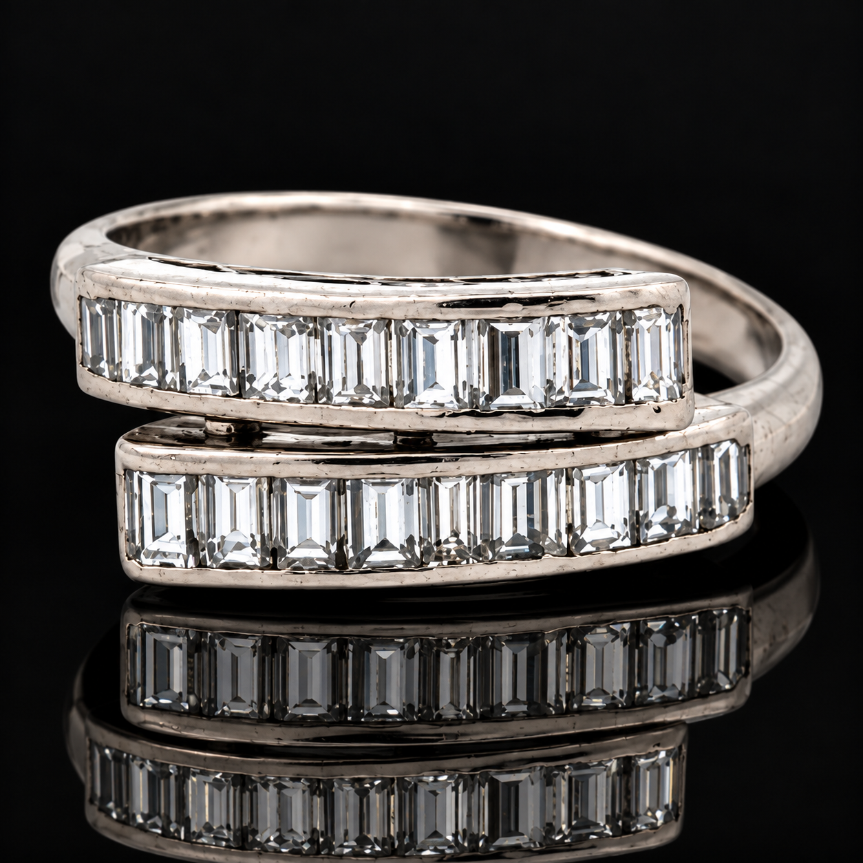 Estate Ring Emerald Cut Diamond 1.00 cttw  G-H VS1-VS1 Platinum 5.67g. All Weights Estimated.