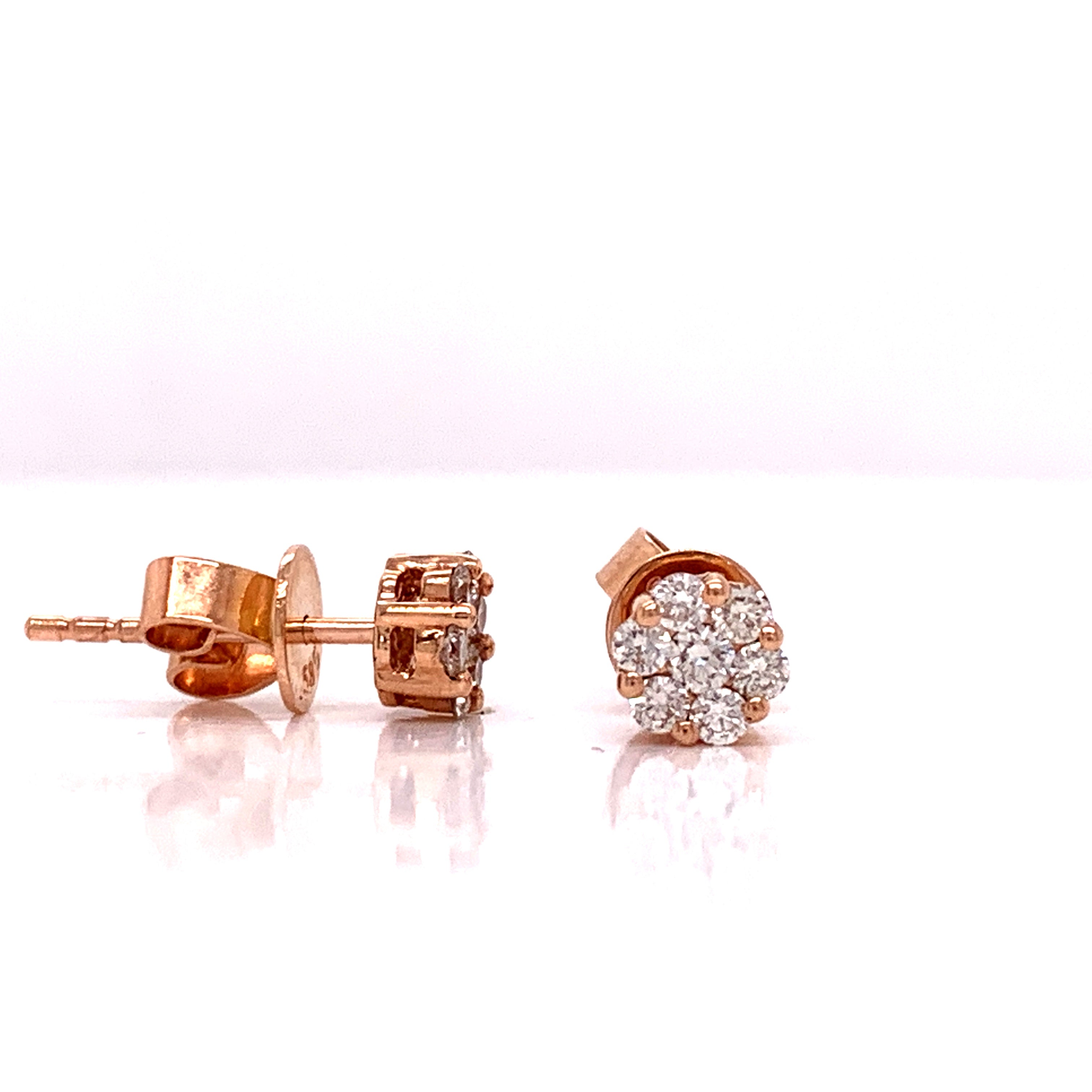 Maya Lianna Cluster Earrings, 14 Round Diamond 0.25 cttw, 14K Rose Gold 1.20g