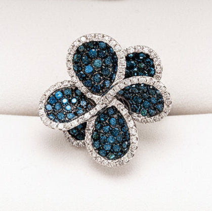 E.H. Collection Ring, Round Diamond 1.43 cttw H-I-Blue SI2-I1, 14K White Gold 5.67g