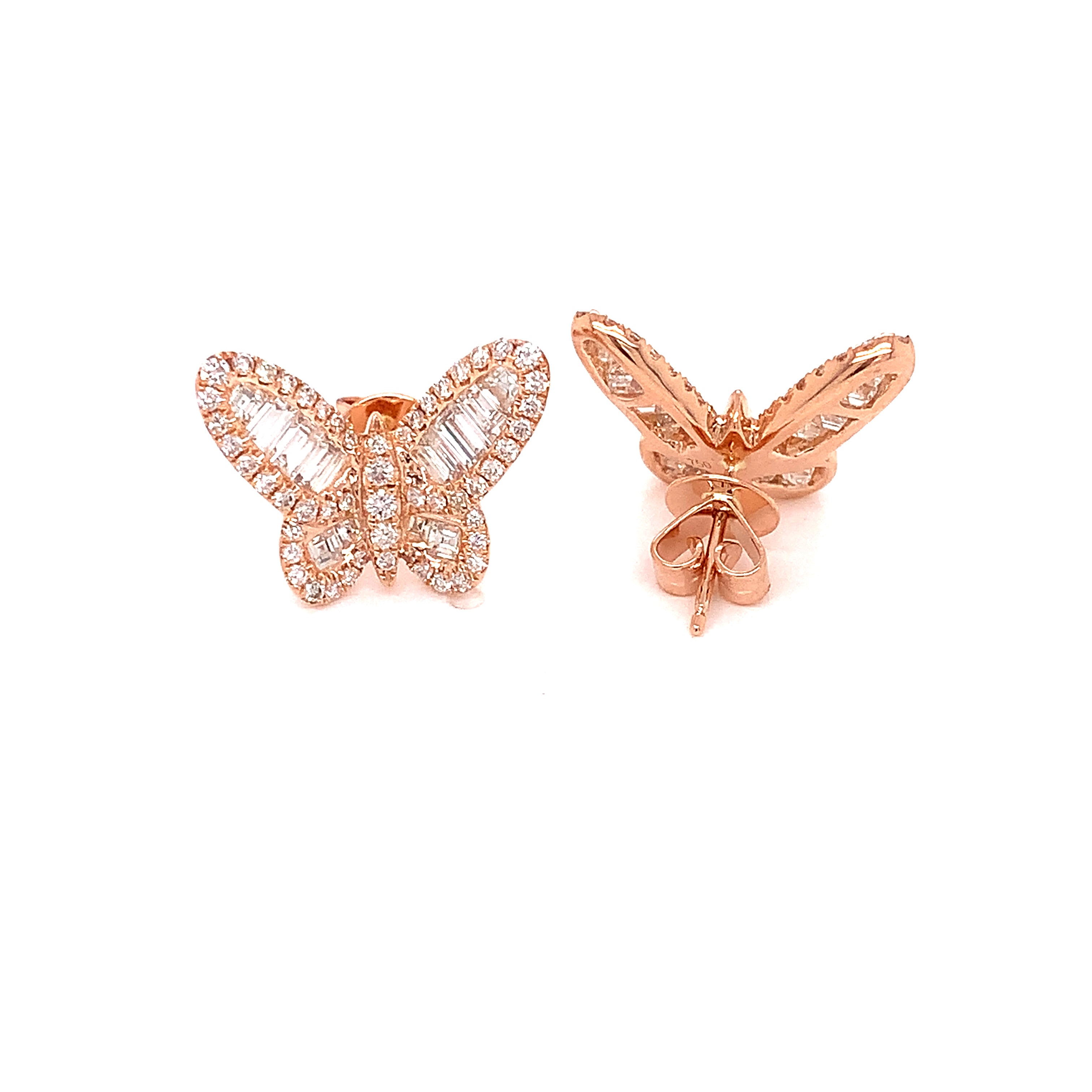 Fashionista Butterfly Earrings, Mixed Diamond 2.50 cttw, 18K Rose Gold 6.60g