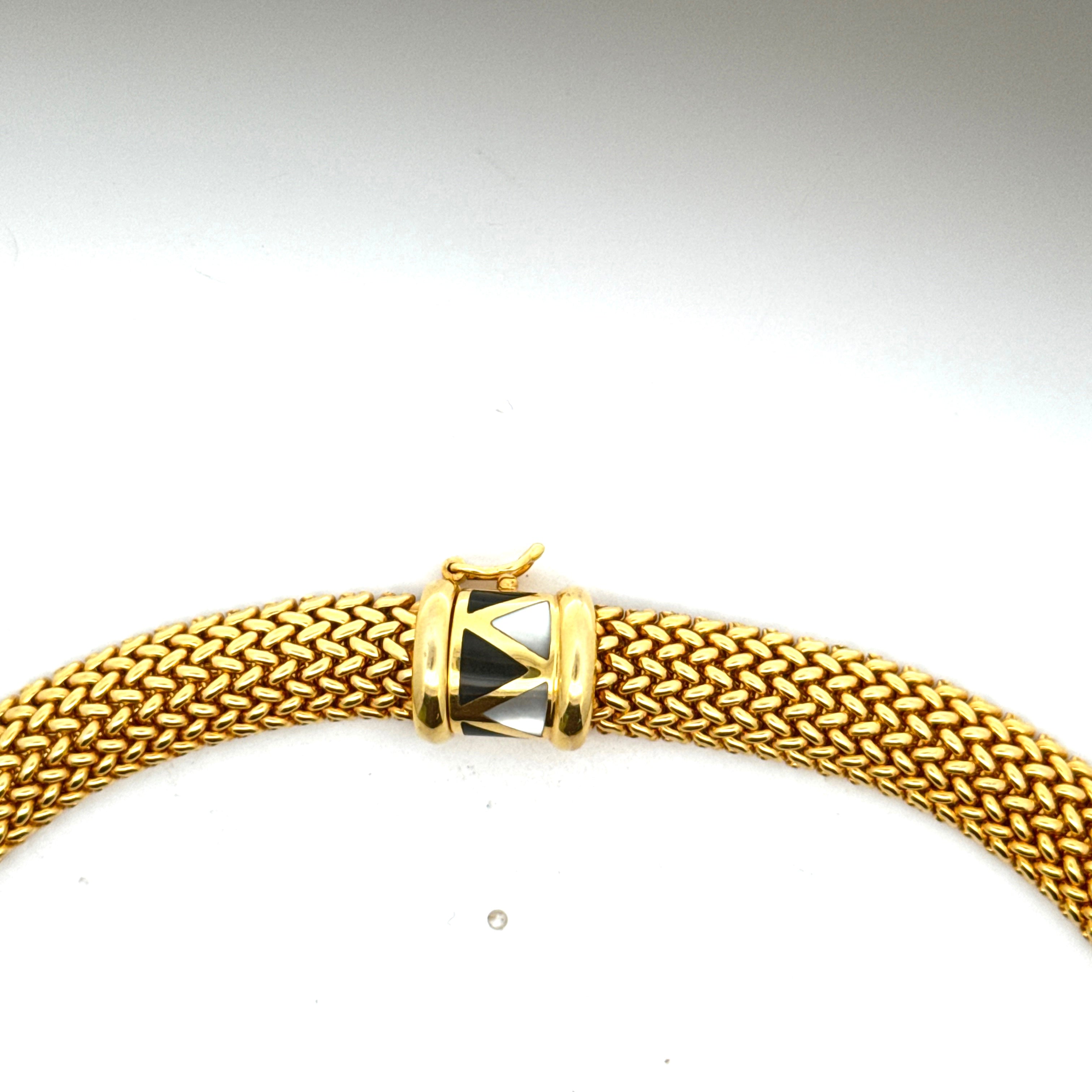 Asch Grossbardt Necklace, Onyx, Mother of Pearl, Malachite, 14K Yellow Gold 68.76g. All Weights Estimated.